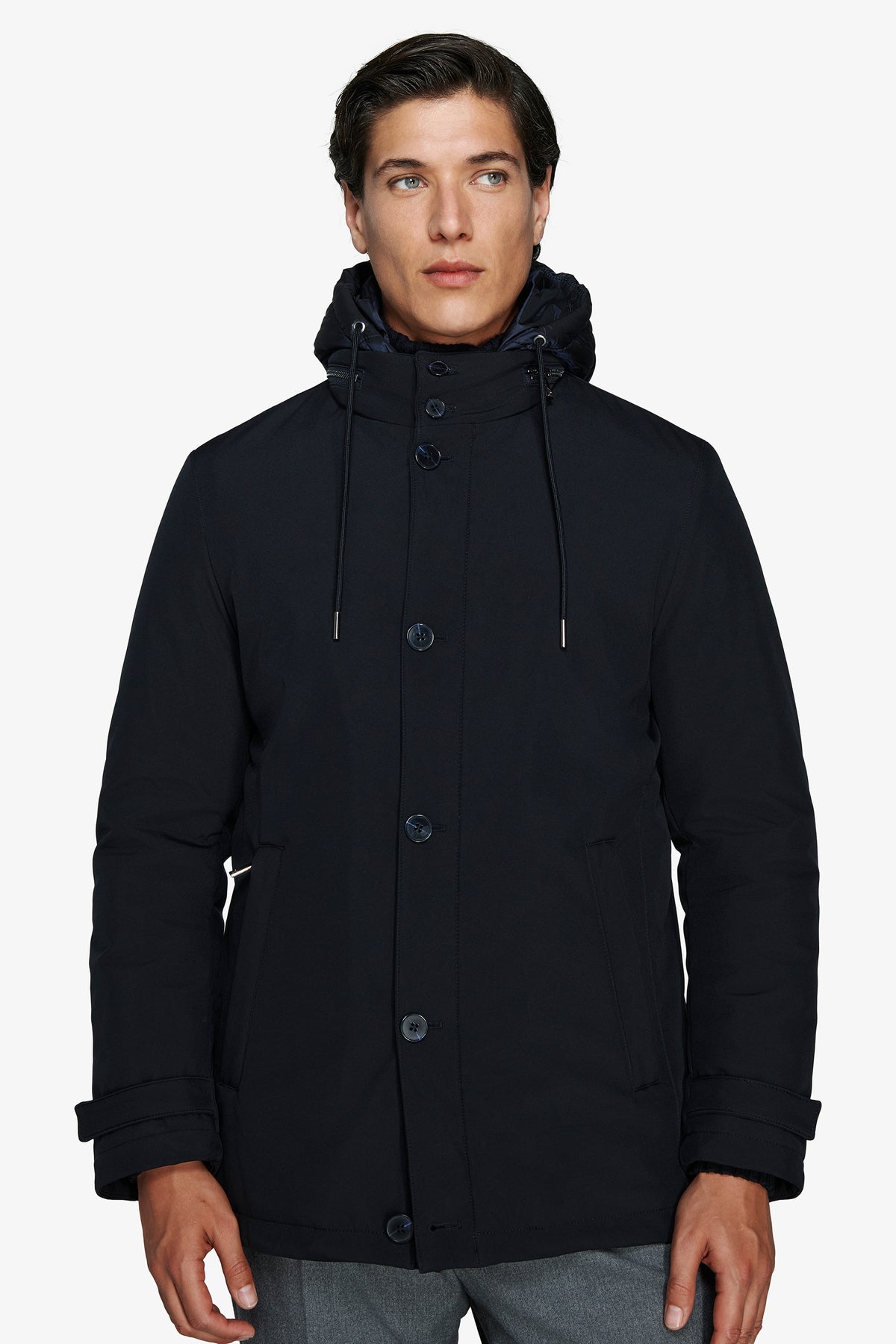 Parka con cappuccio blu