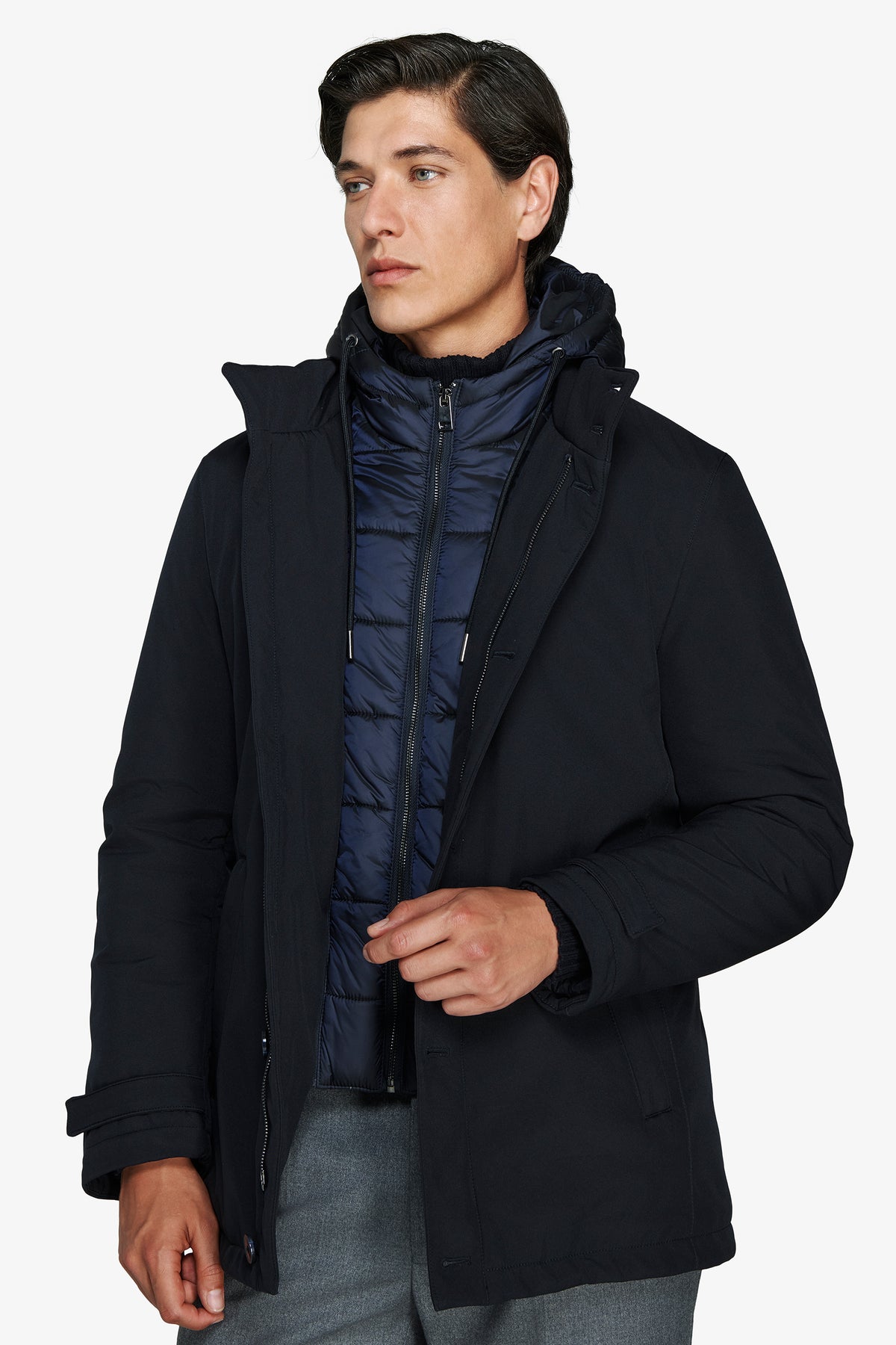 Parka con cappuccio blu