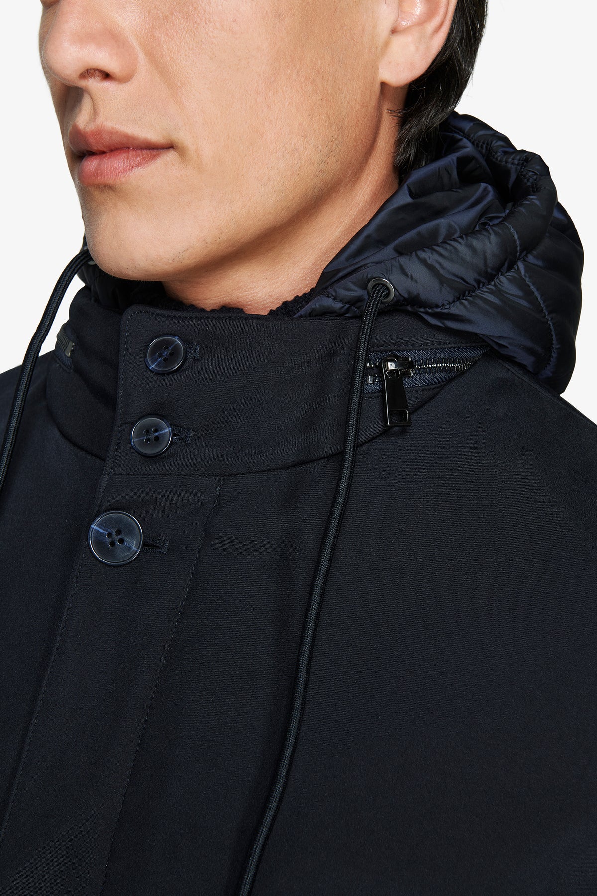 Parka con cappuccio blu