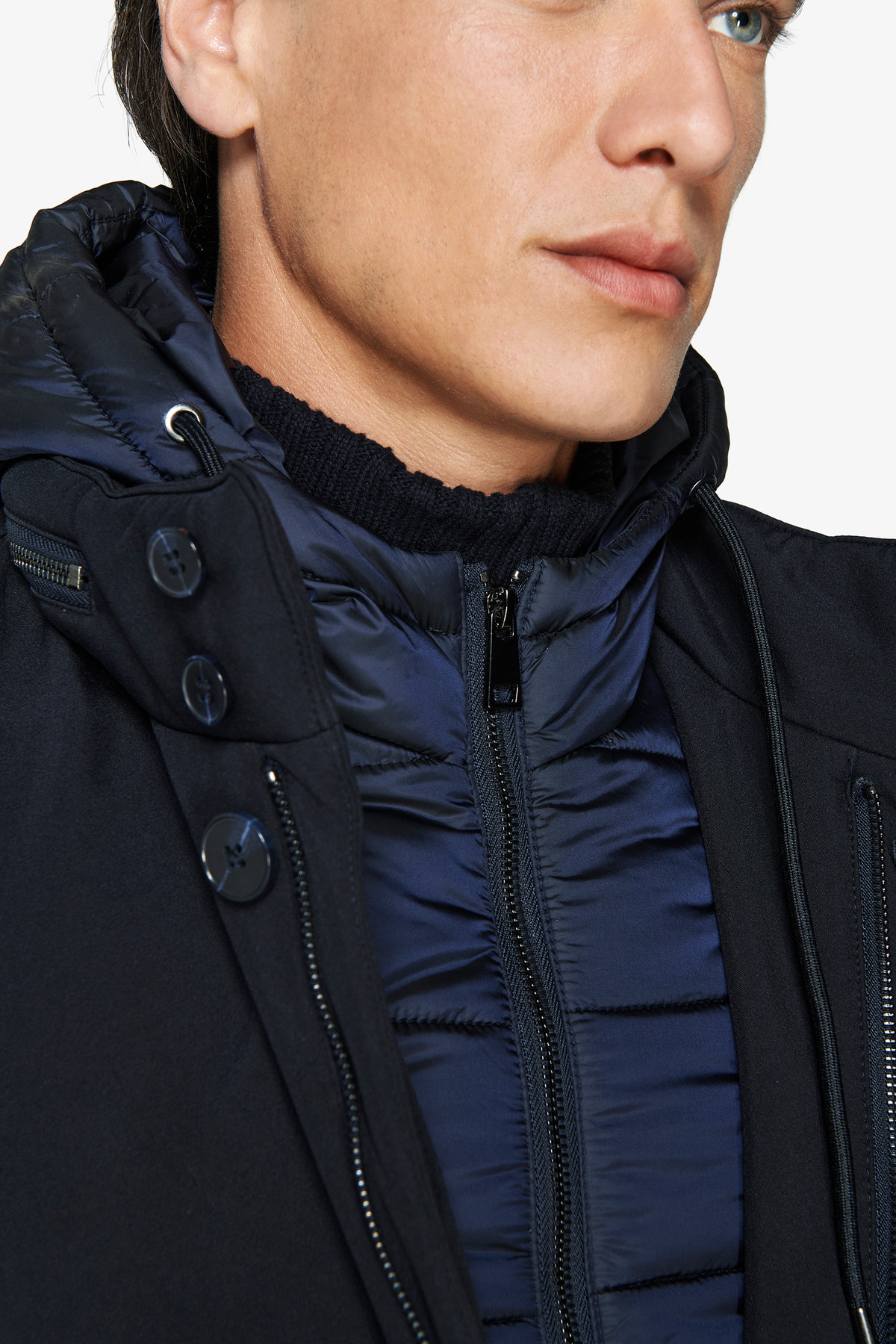 Parka con cappuccio blu
