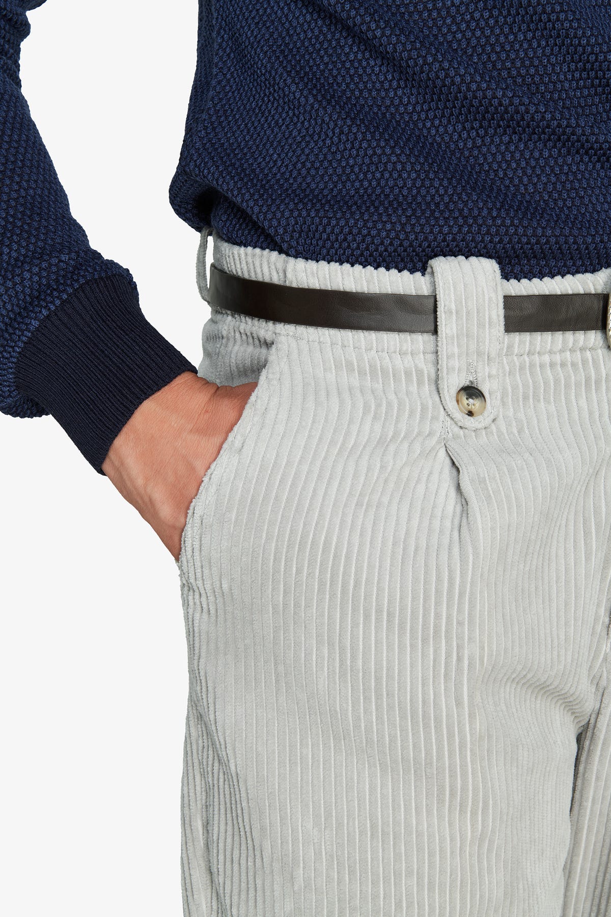 Pantaloni velluto costa larga grigi DNJ