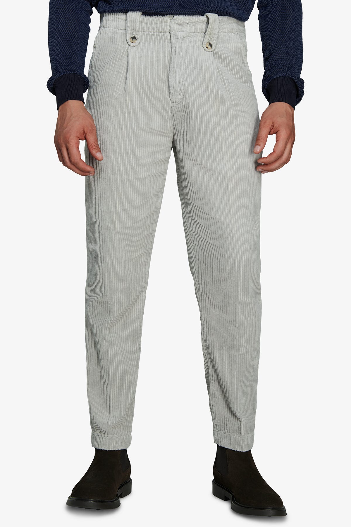 Pantaloni velluto costa larga grigi DNJ