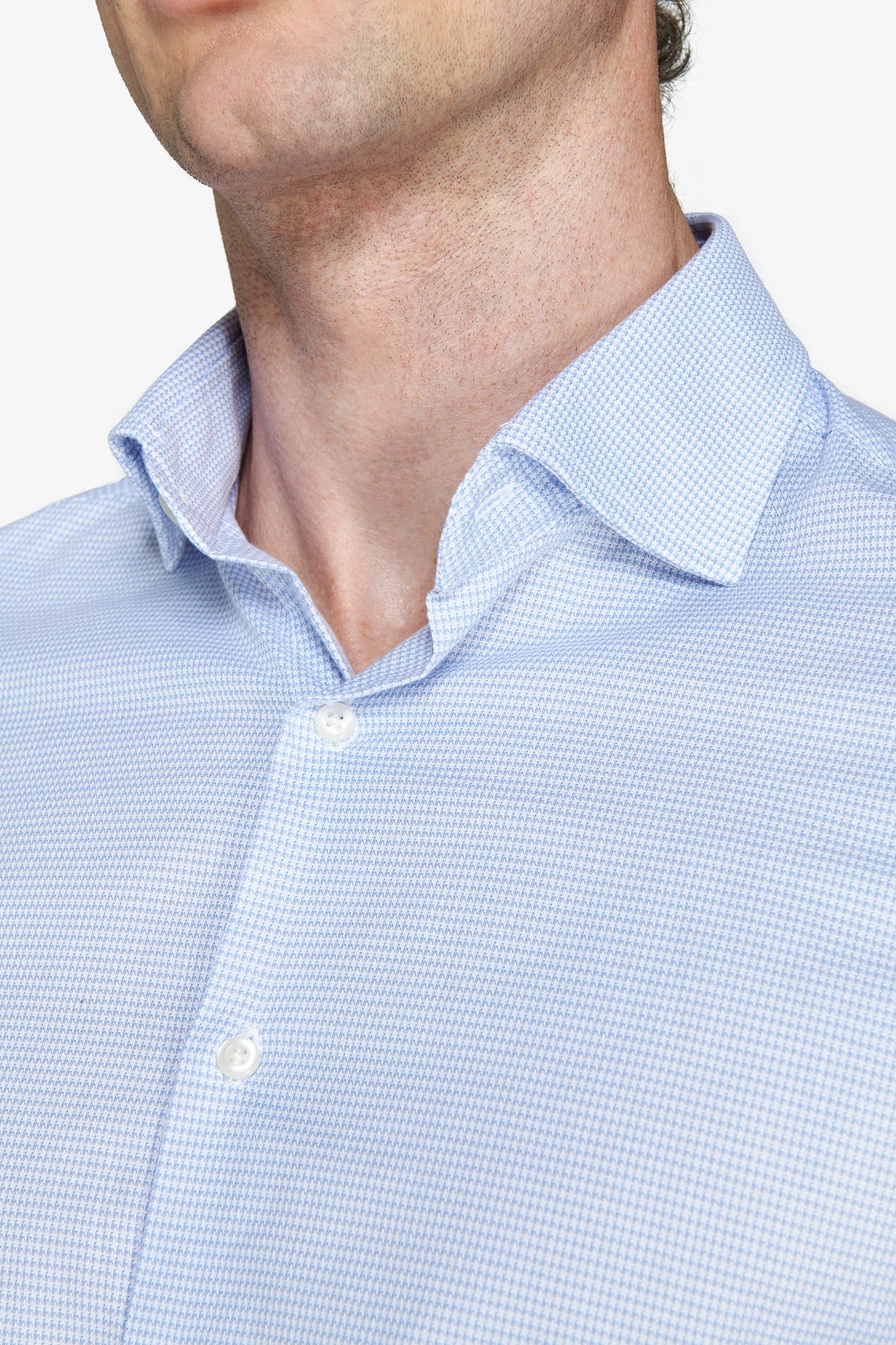 Light blue Pied de Poule shirt
