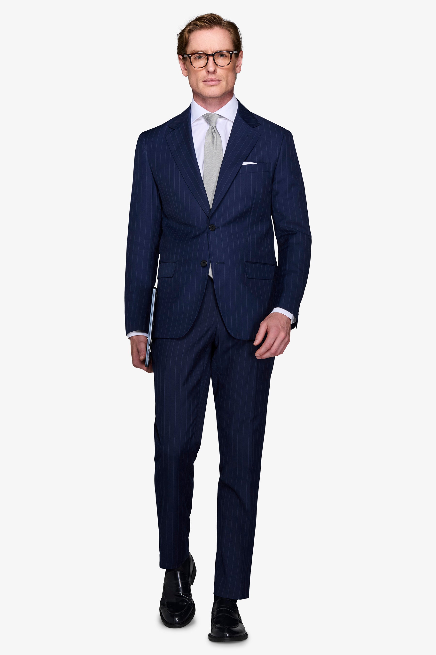 Abito gessato blu regular-Dan John