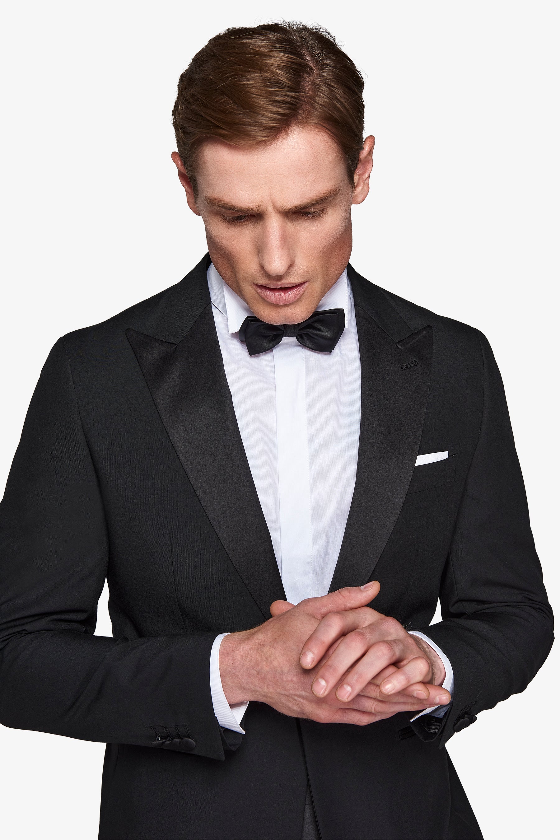 Black peak lapel tuxedo