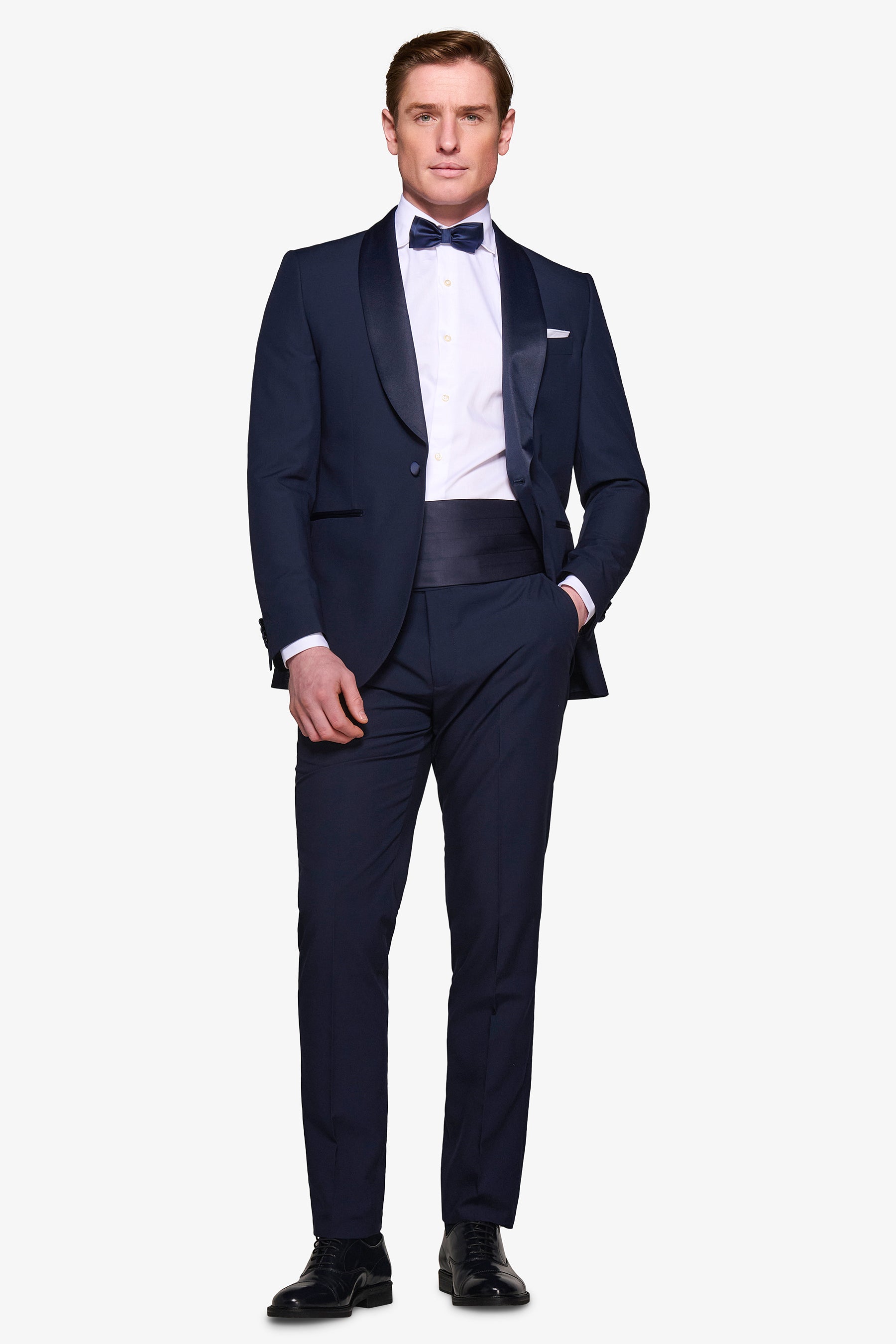 Blue shawl lapel tuxedo