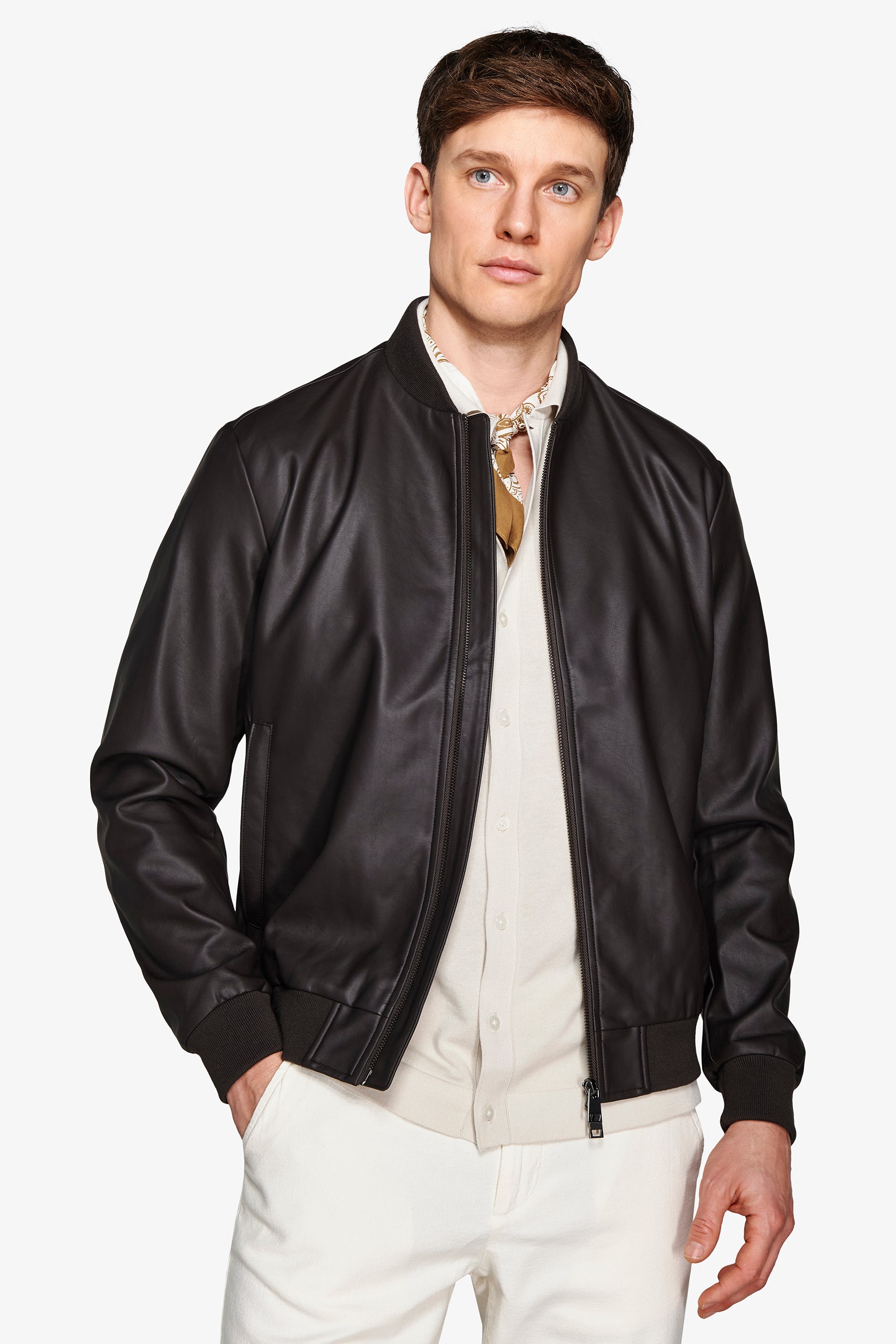 Bomber in ecopelle moro-Dan John