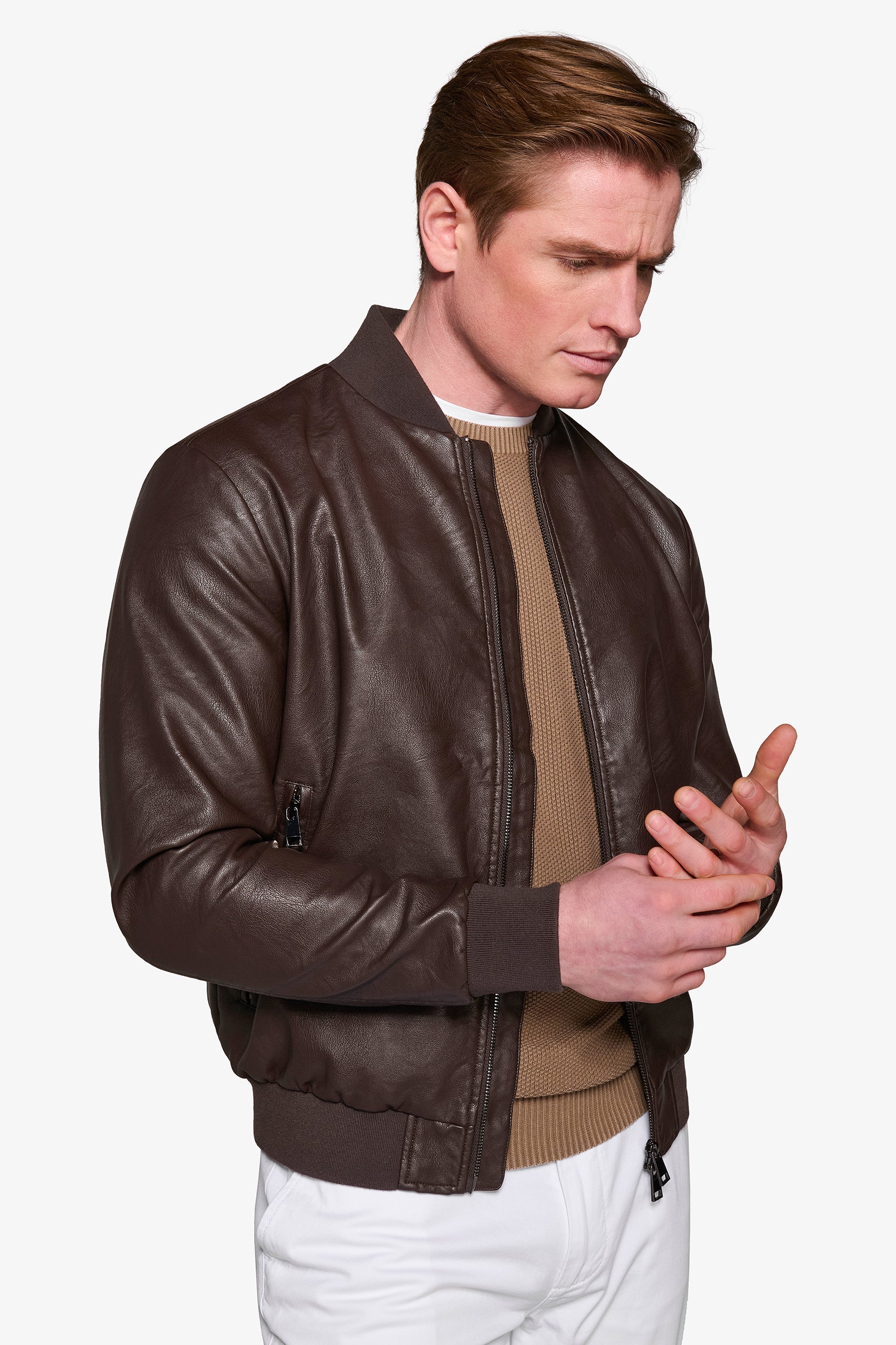 Bomber in ecopelle moro-Dan John