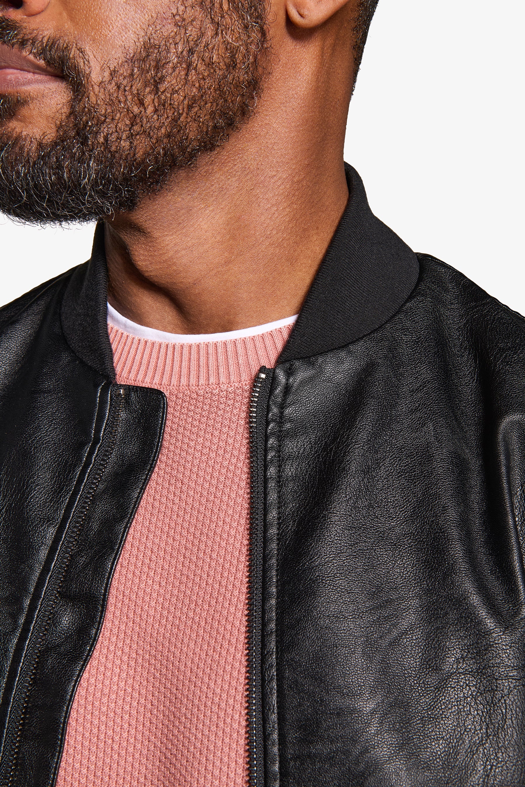 Bomber in ecopelle nero-Dan John