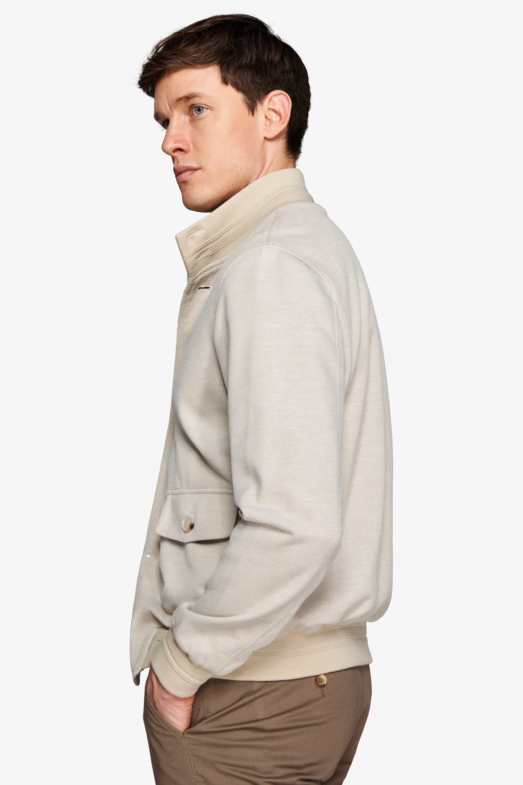 Bomber in jersey piquet sabbia-Dan John