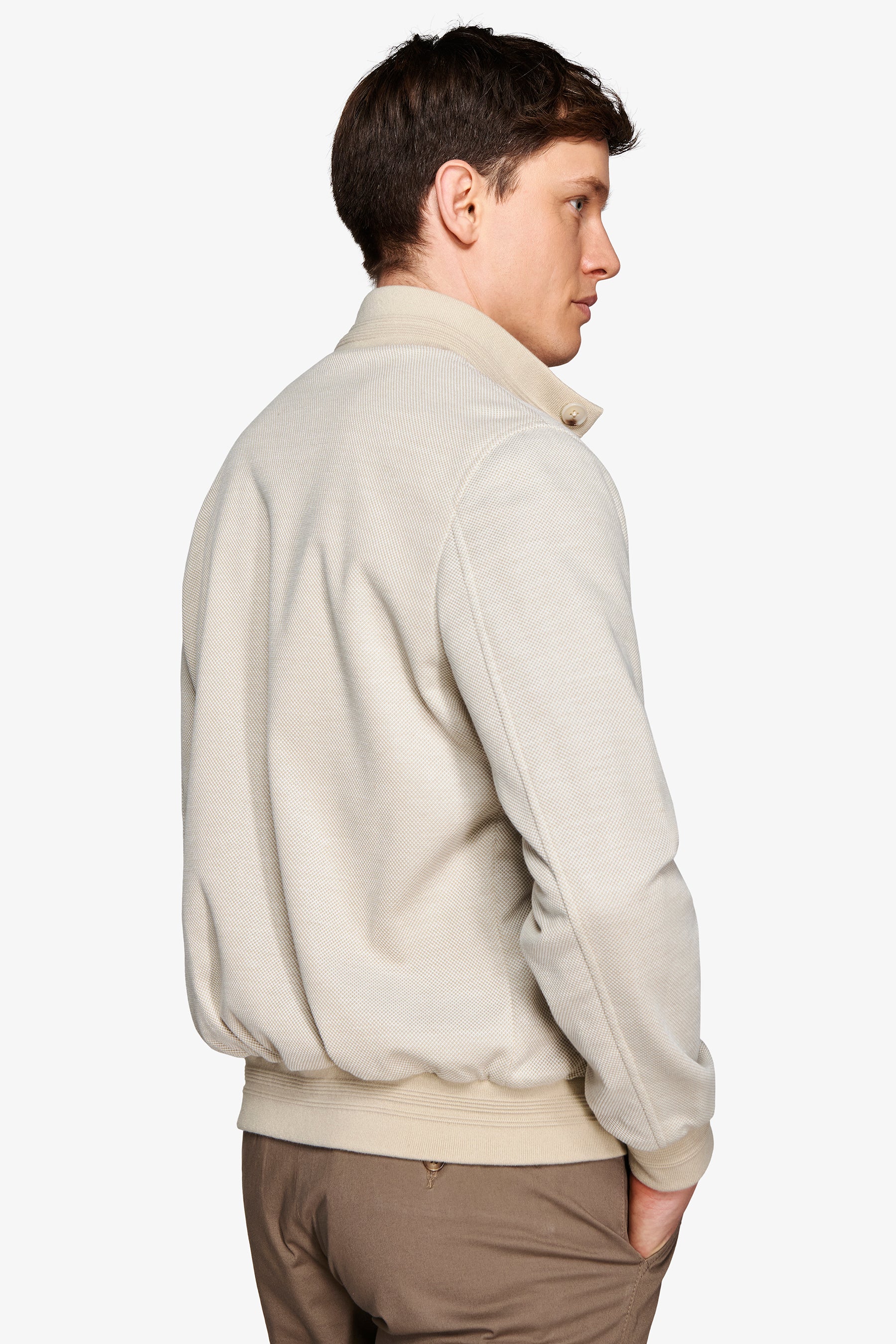 Bomber in jersey piquet sabbia-Dan John