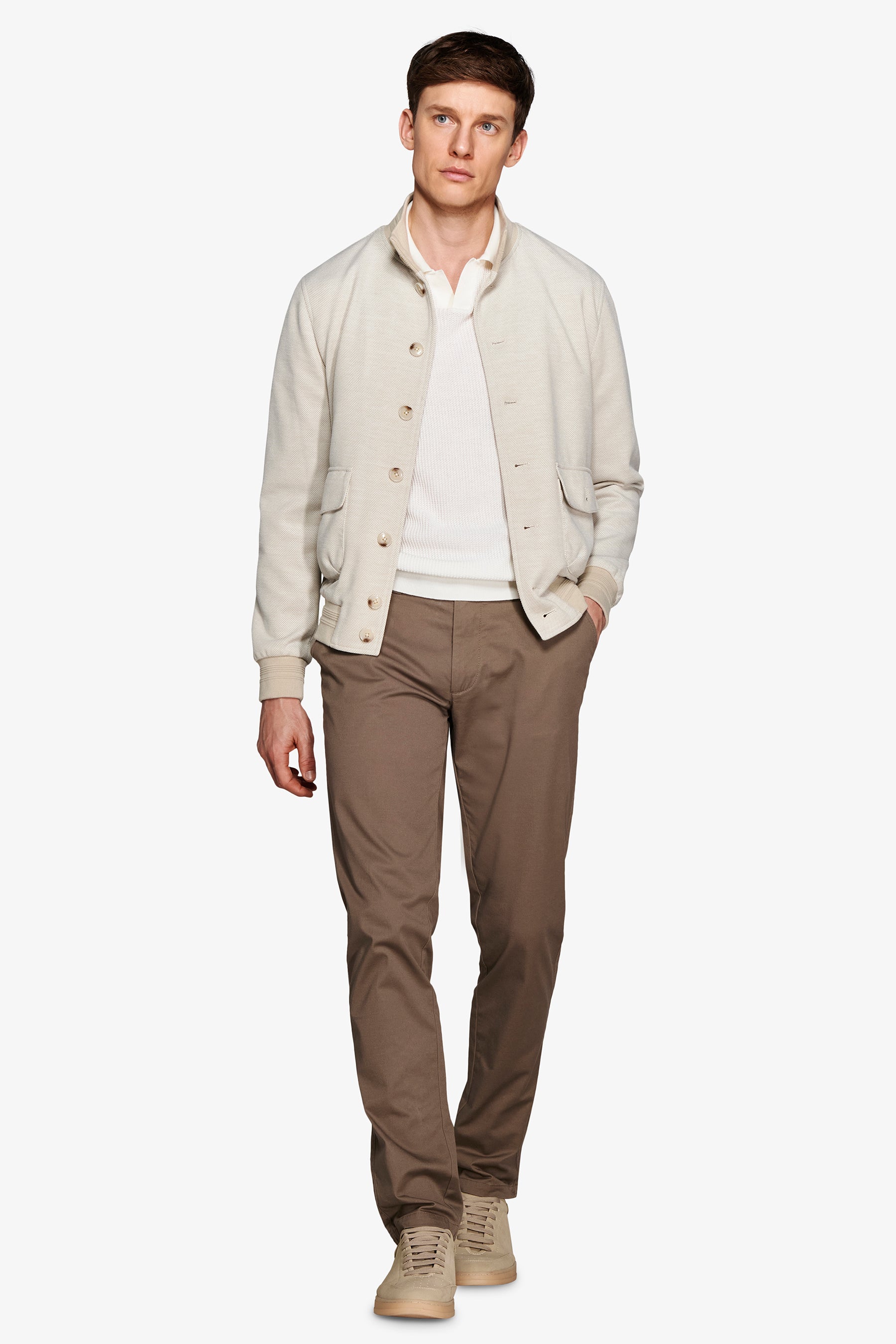 Bomber in jersey piquet sabbia-Dan John