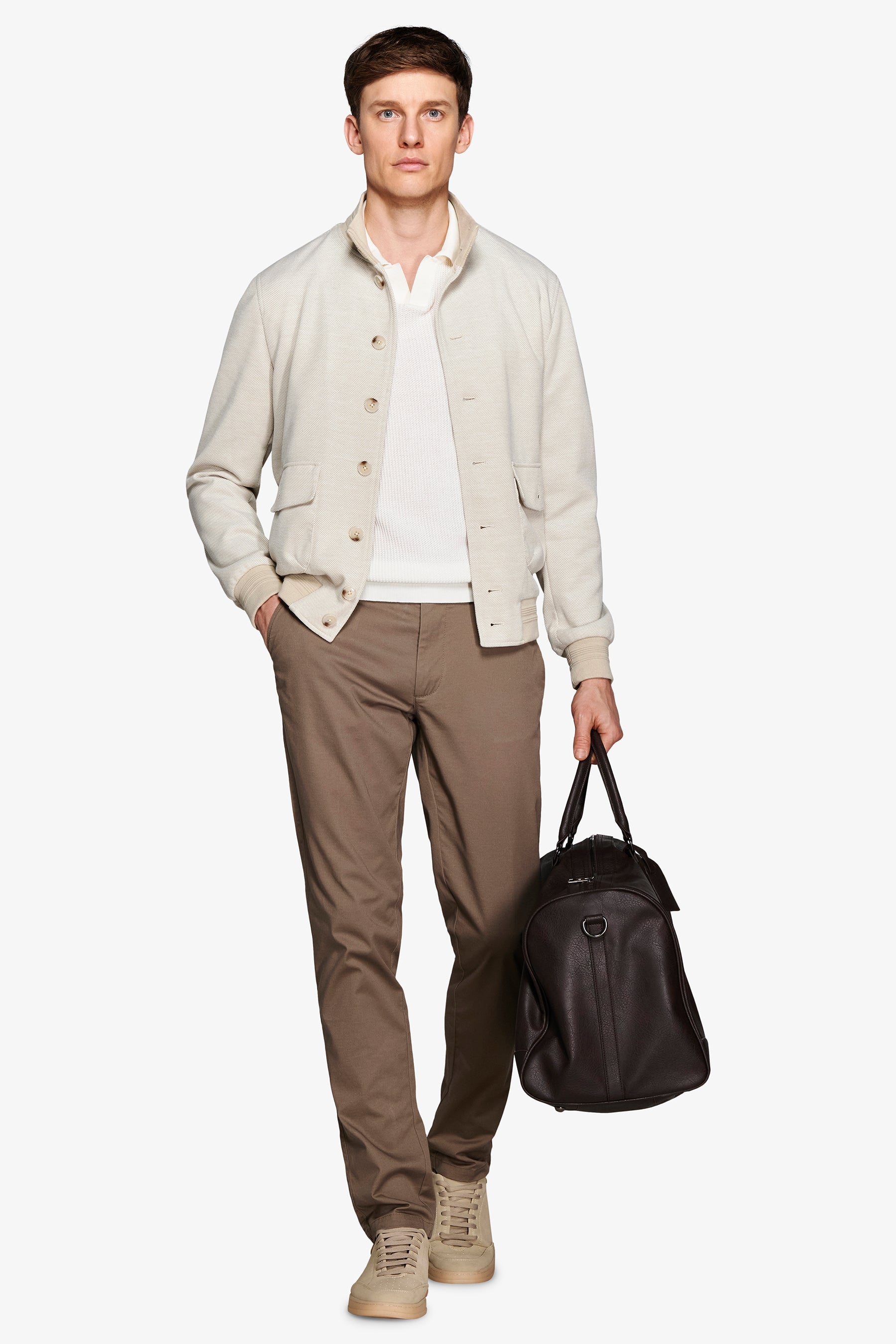 Bomber in jersey piquet sabbia-Dan John