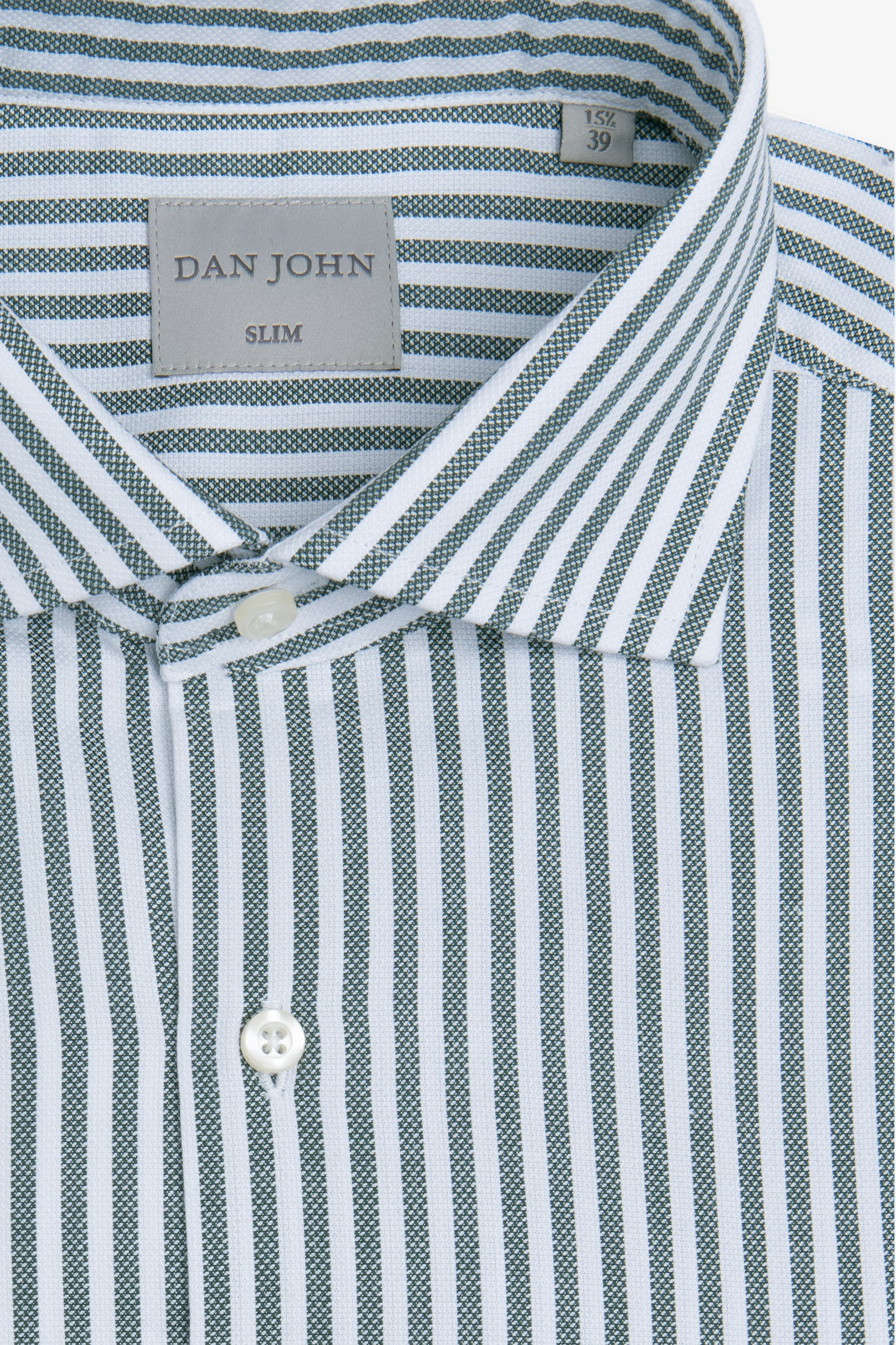 Camicia a righe operata verde slim-Dan John