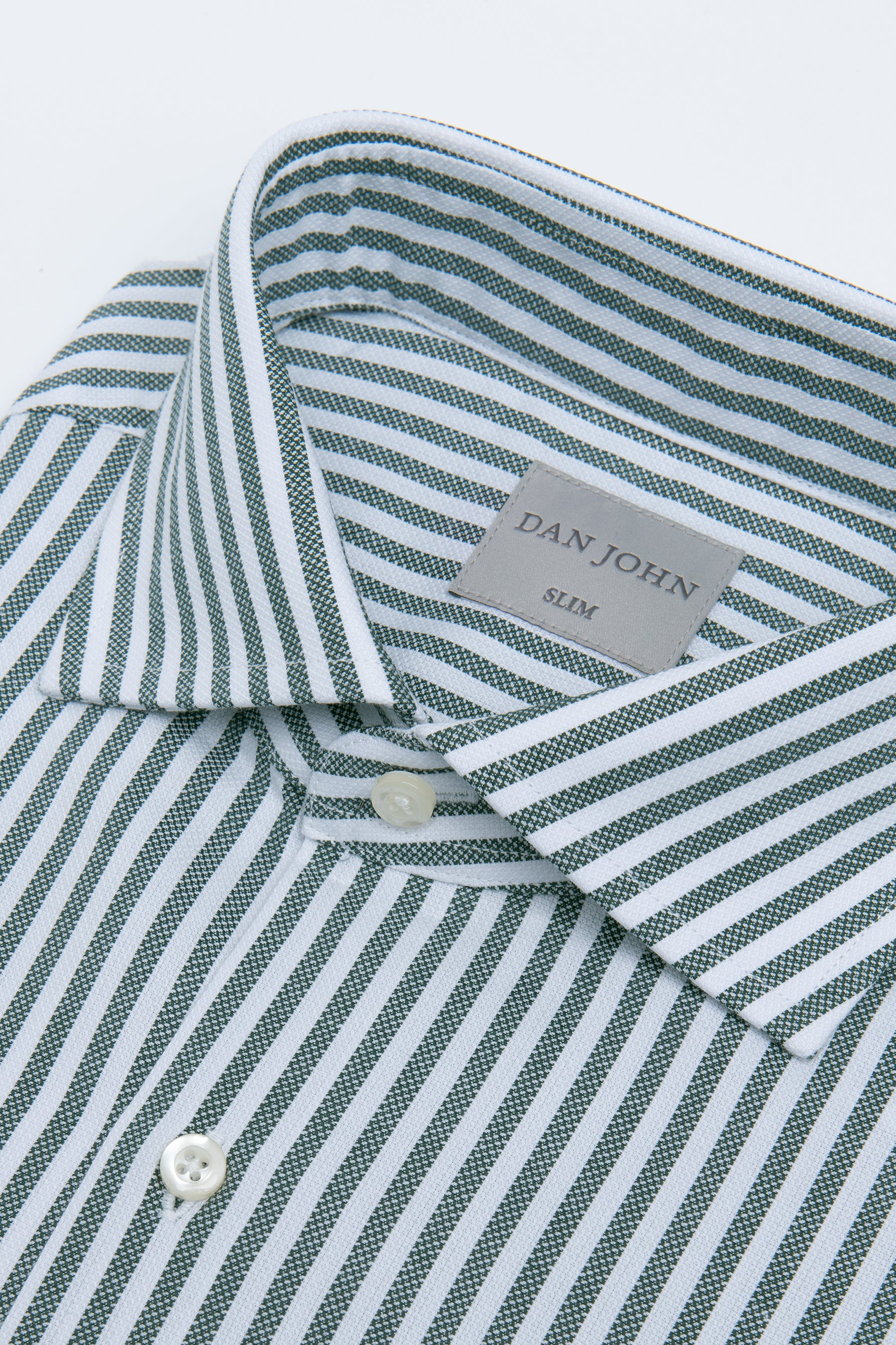 Camicia a righe operata verde slim-Dan John