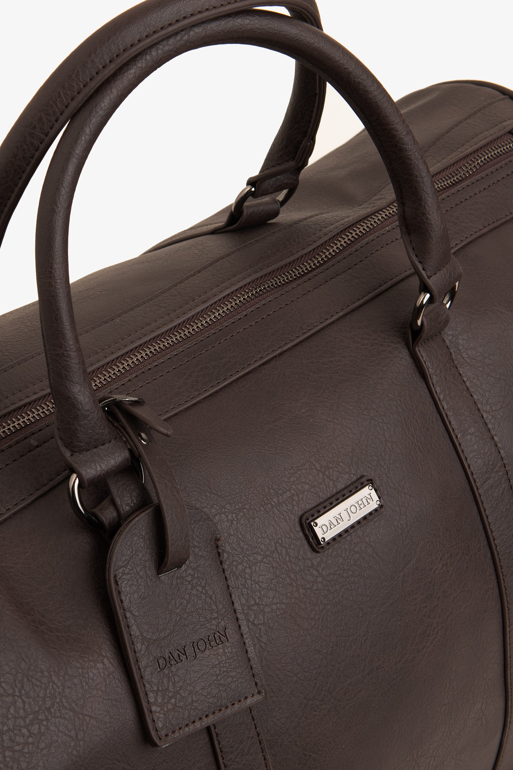 Grand sac en similicuir brun foncé