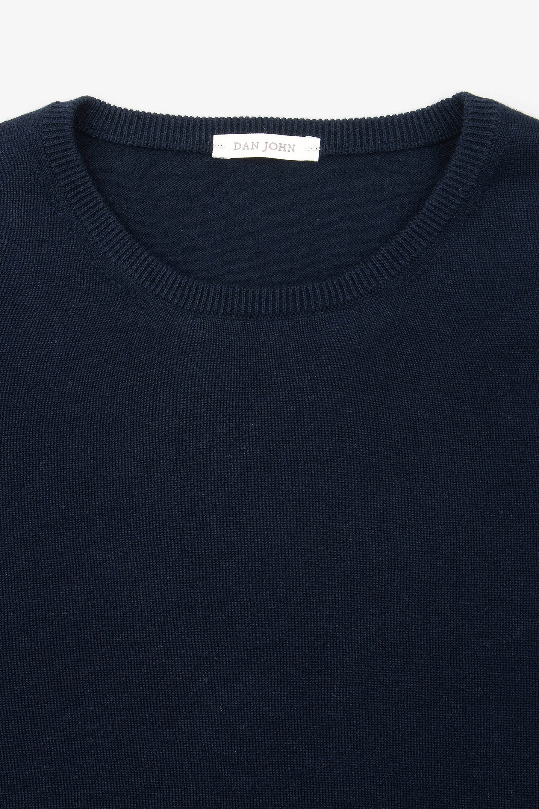 Blauer Baumwollpullover mit Rundhalsausschnitt