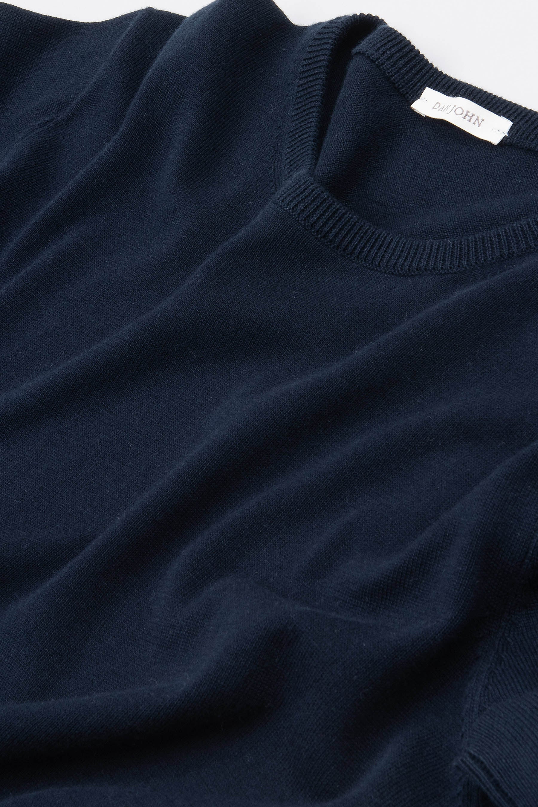 Blauer Baumwollpullover mit Rundhalsausschnitt