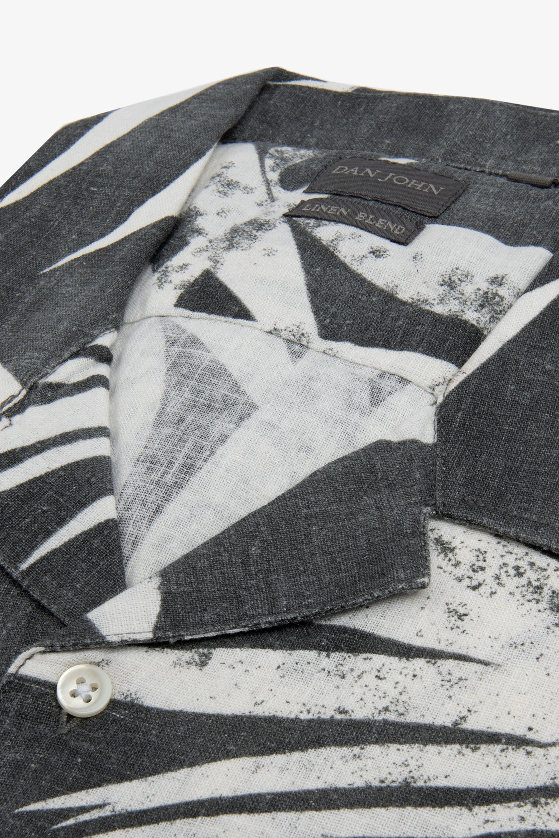 Camicia Hawaiana misto lino fantasia fiori grigia-Dan John