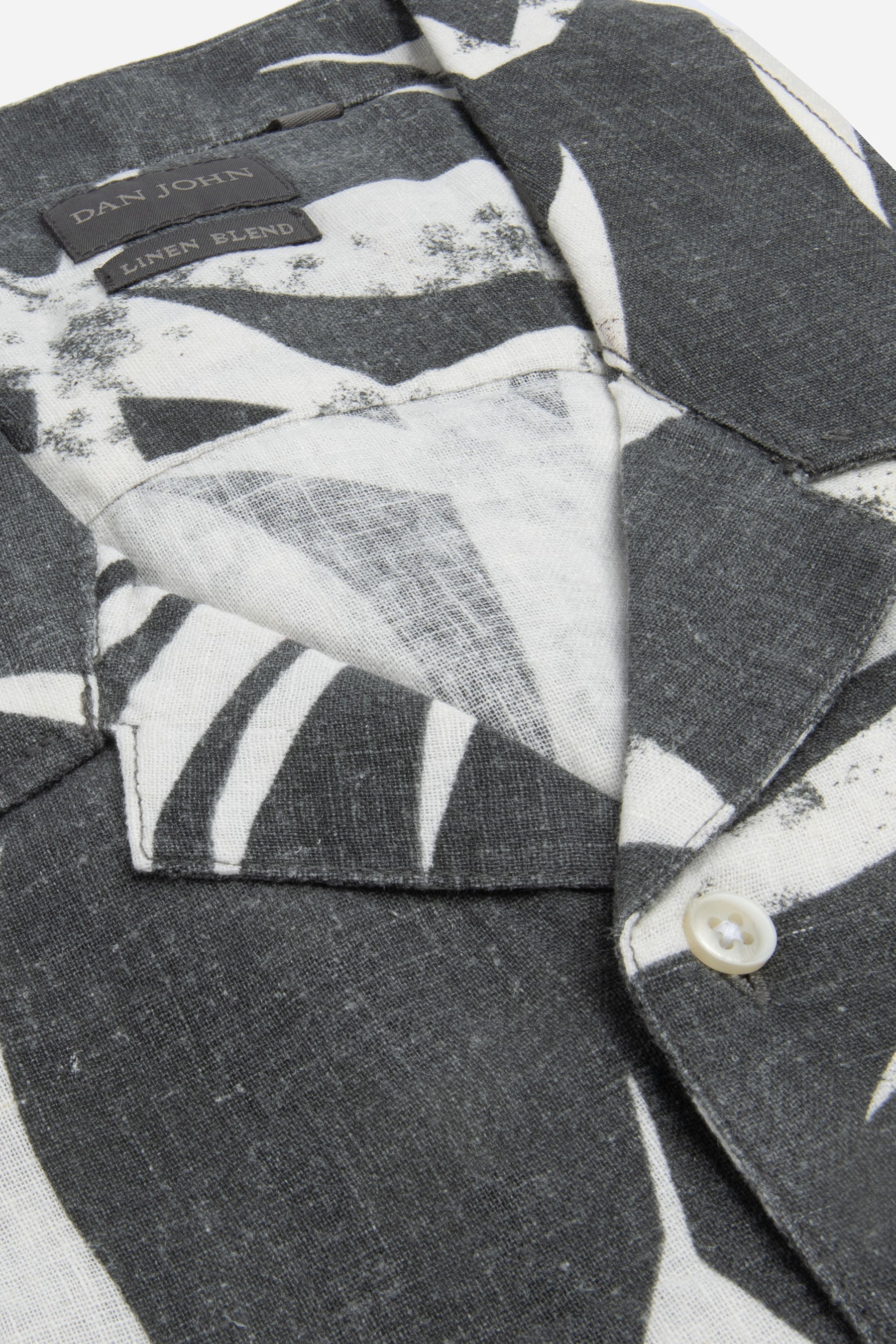 Camicia Hawaiana misto lino fantasia fiori grigia-Dan John