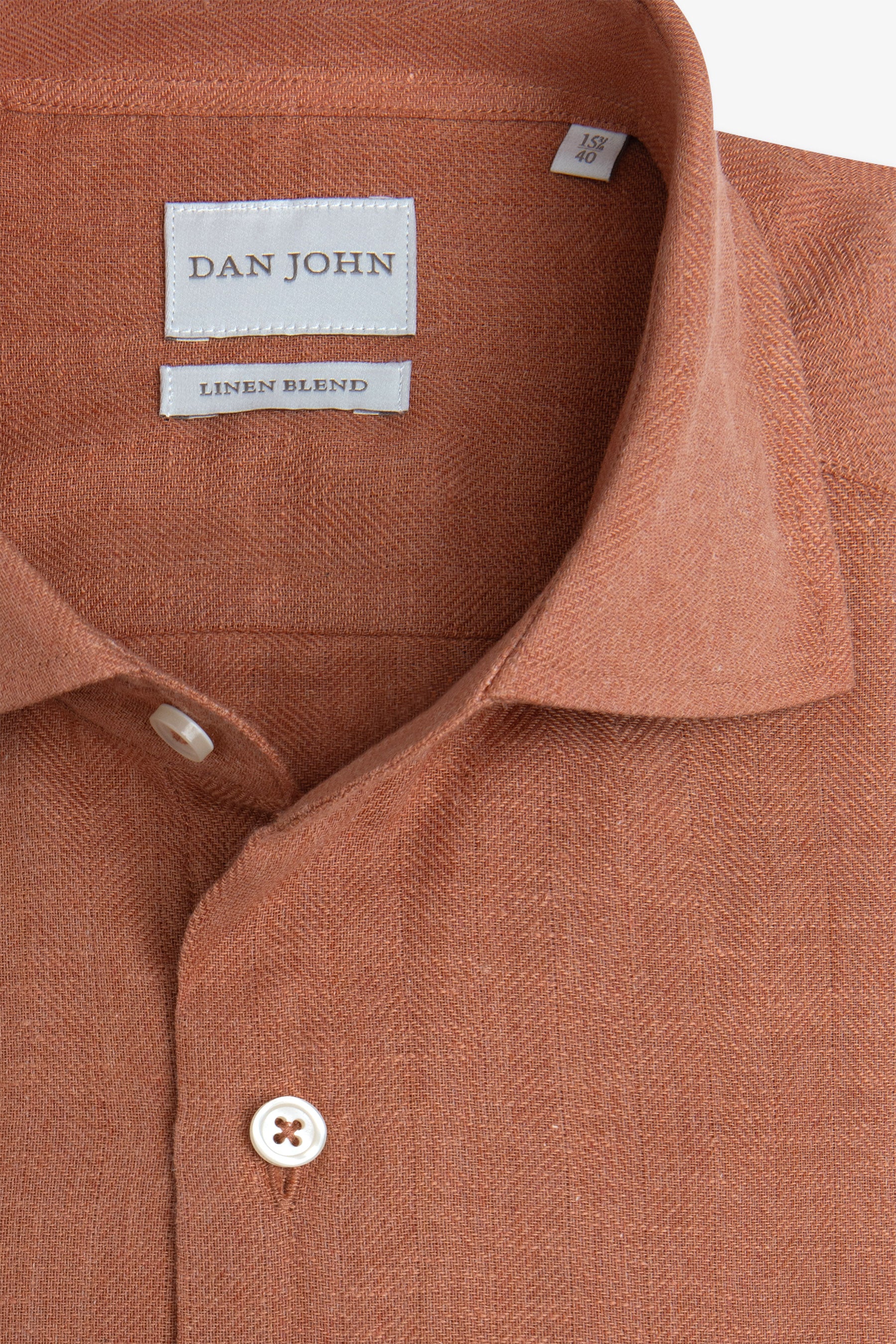 Camicia Herringbone misto lino ruggine slim-Dan John