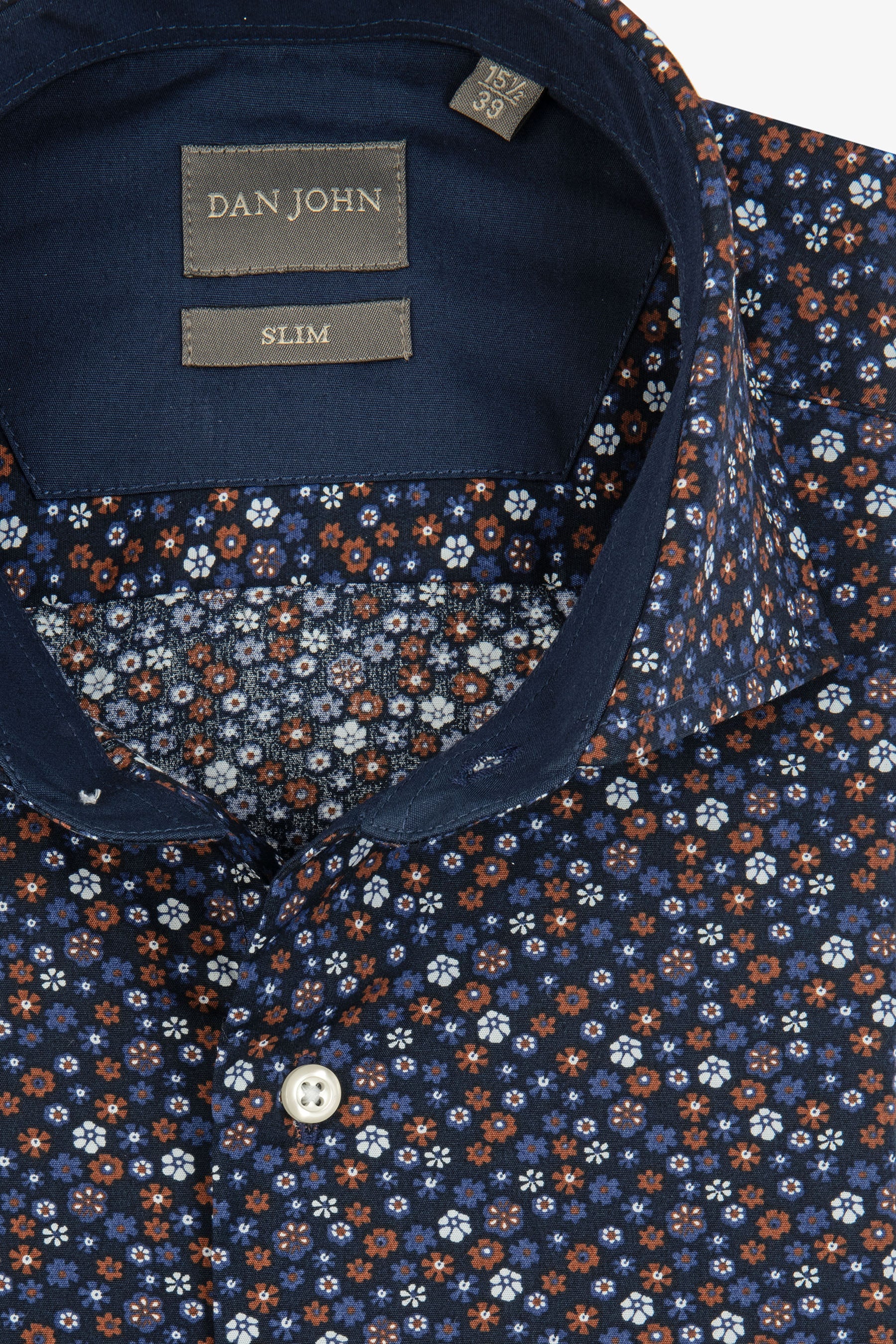 Camicia a fiori blu slim-Dan John