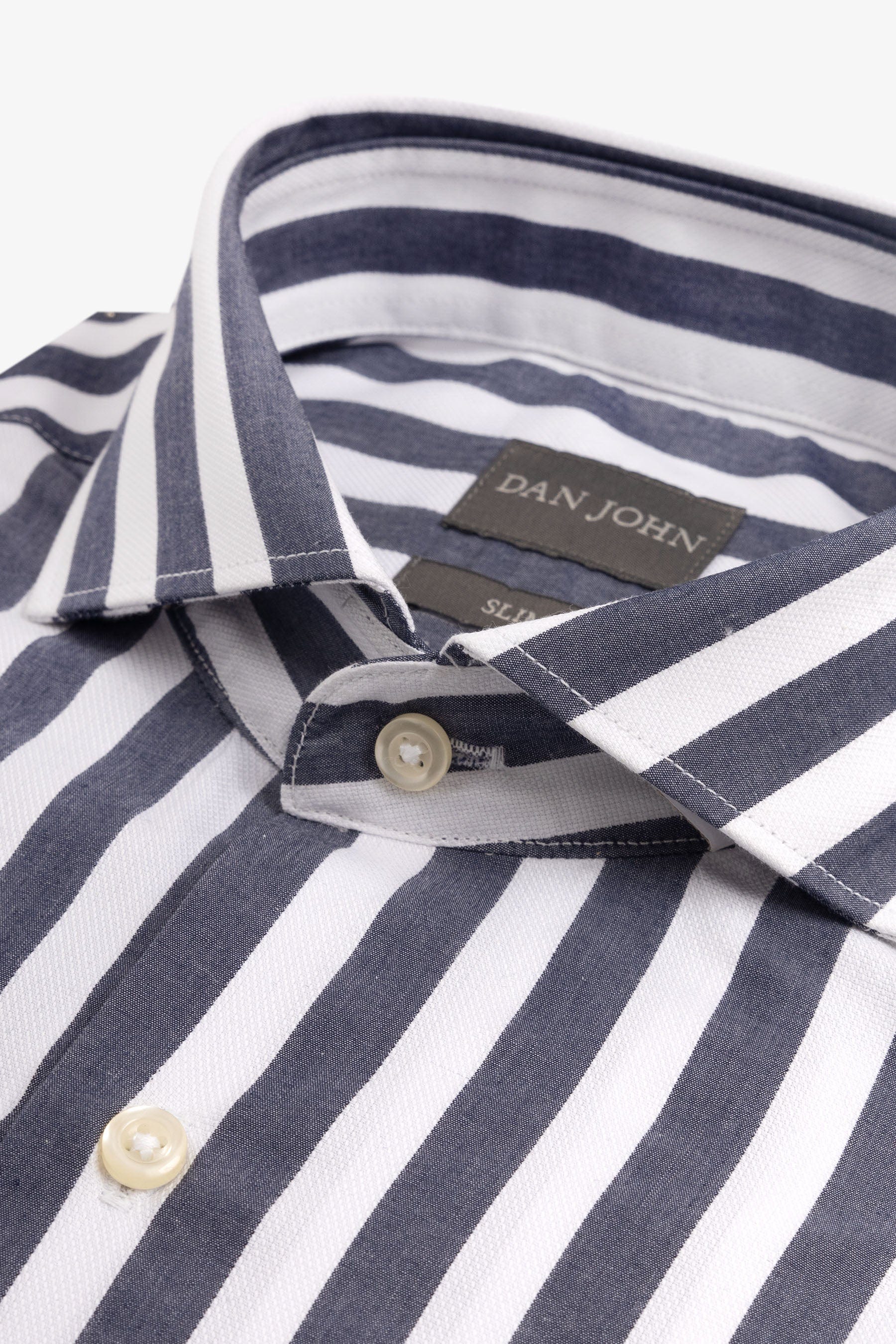 Camicia a righe larghe navy slim-Dan John