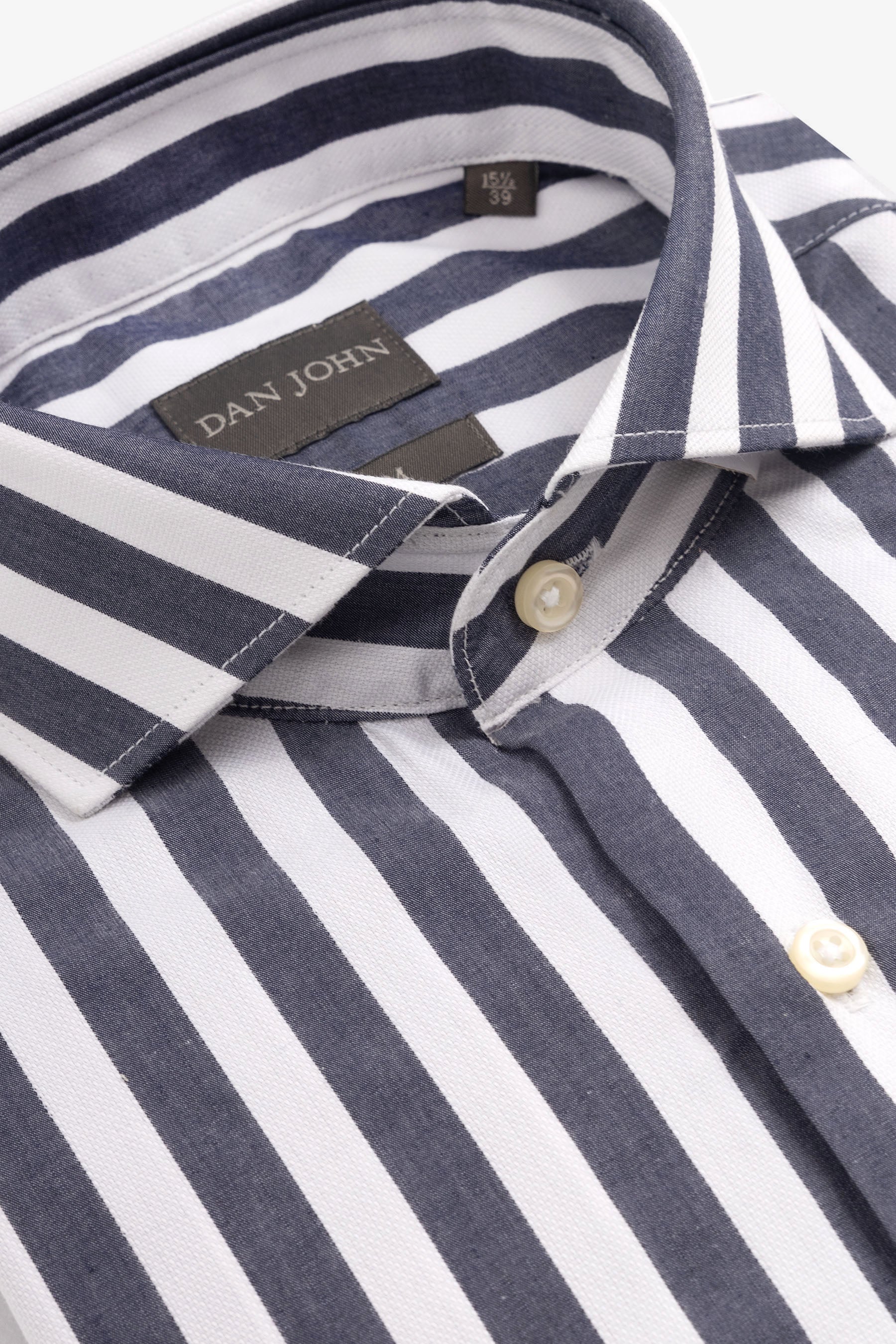 Camicia a righe larghe navy slim-Dan John