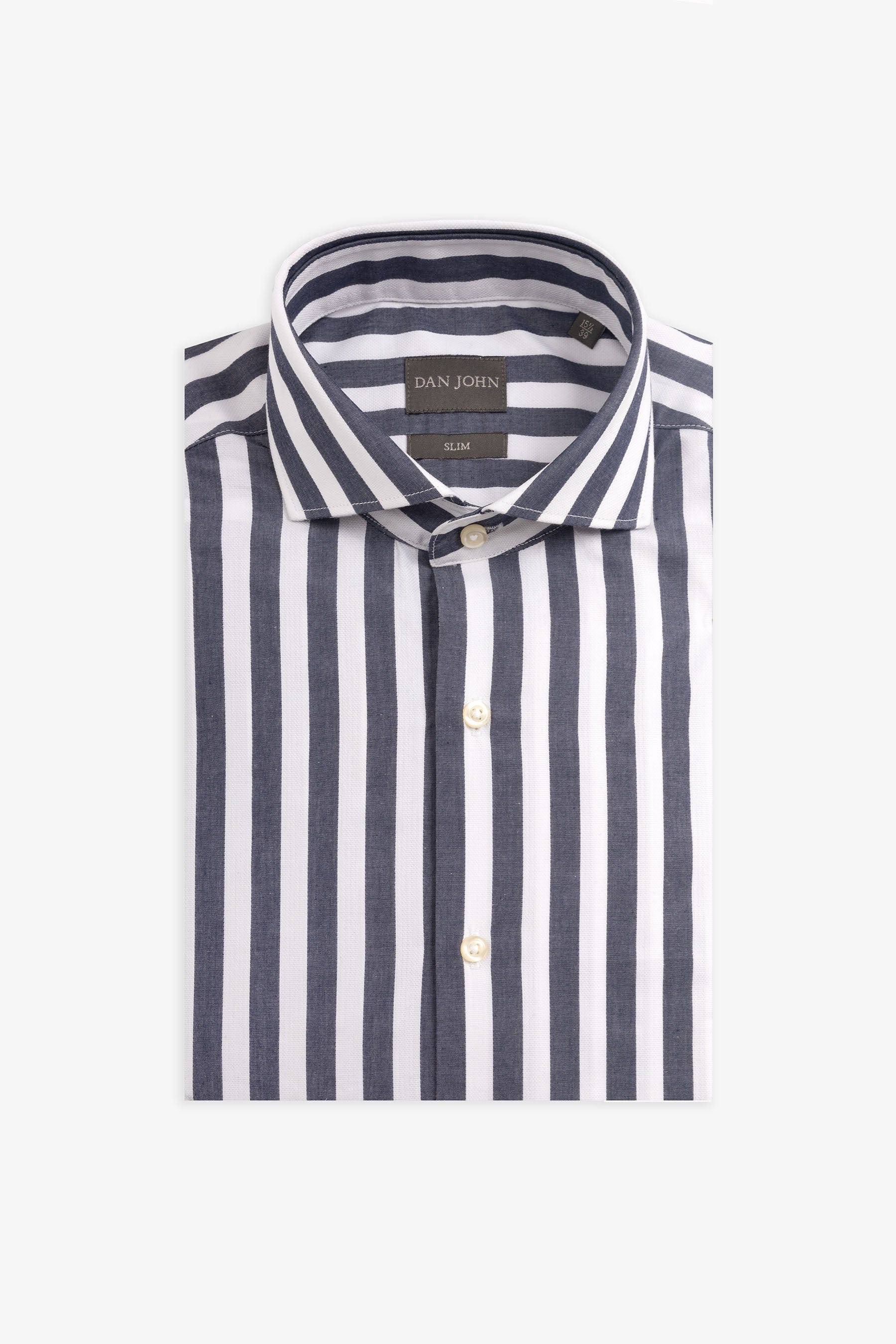 Camicia a righe larghe navy slim-Dan John