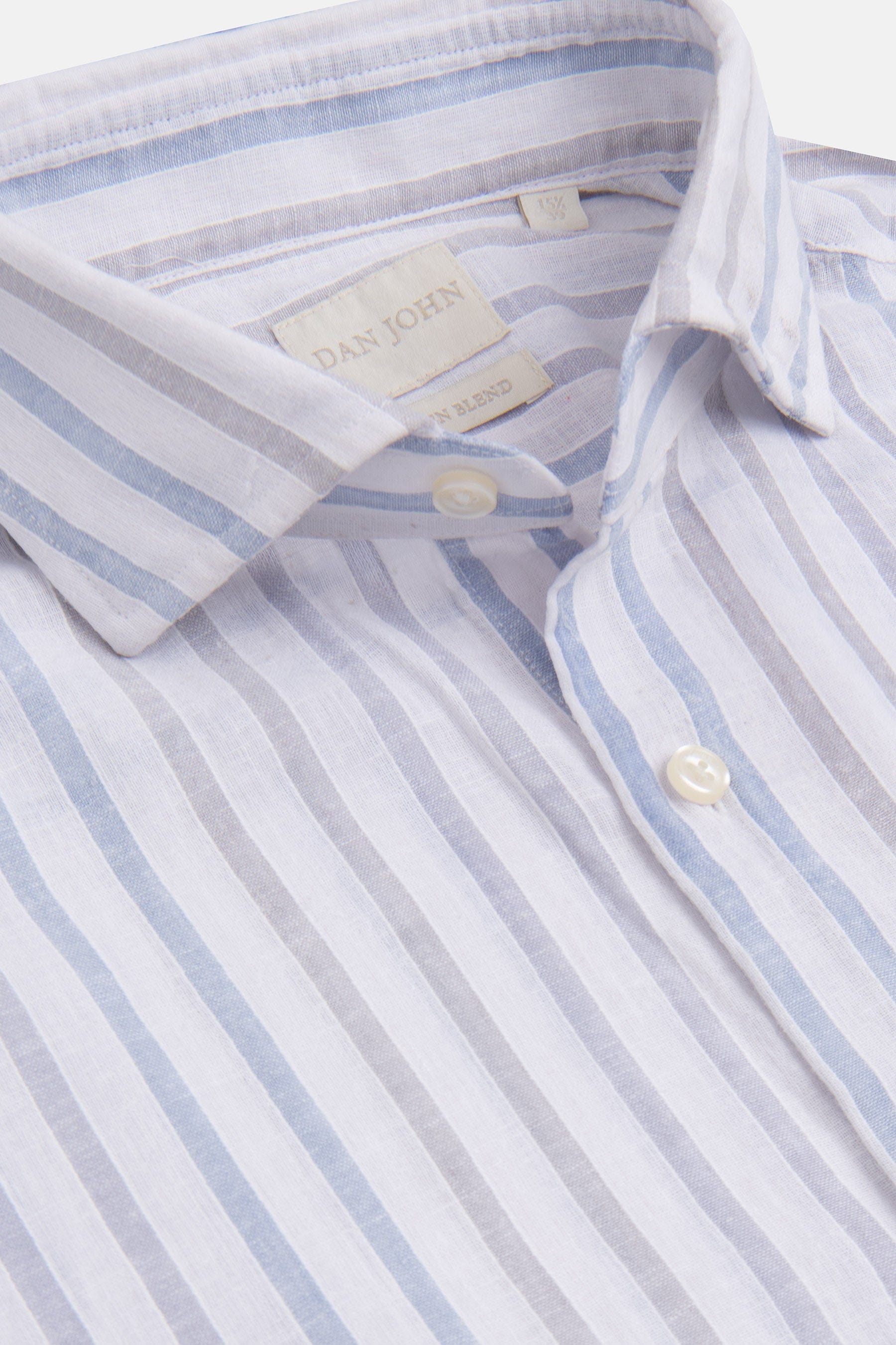 Camicia a righe misto lino celeste-Dan John