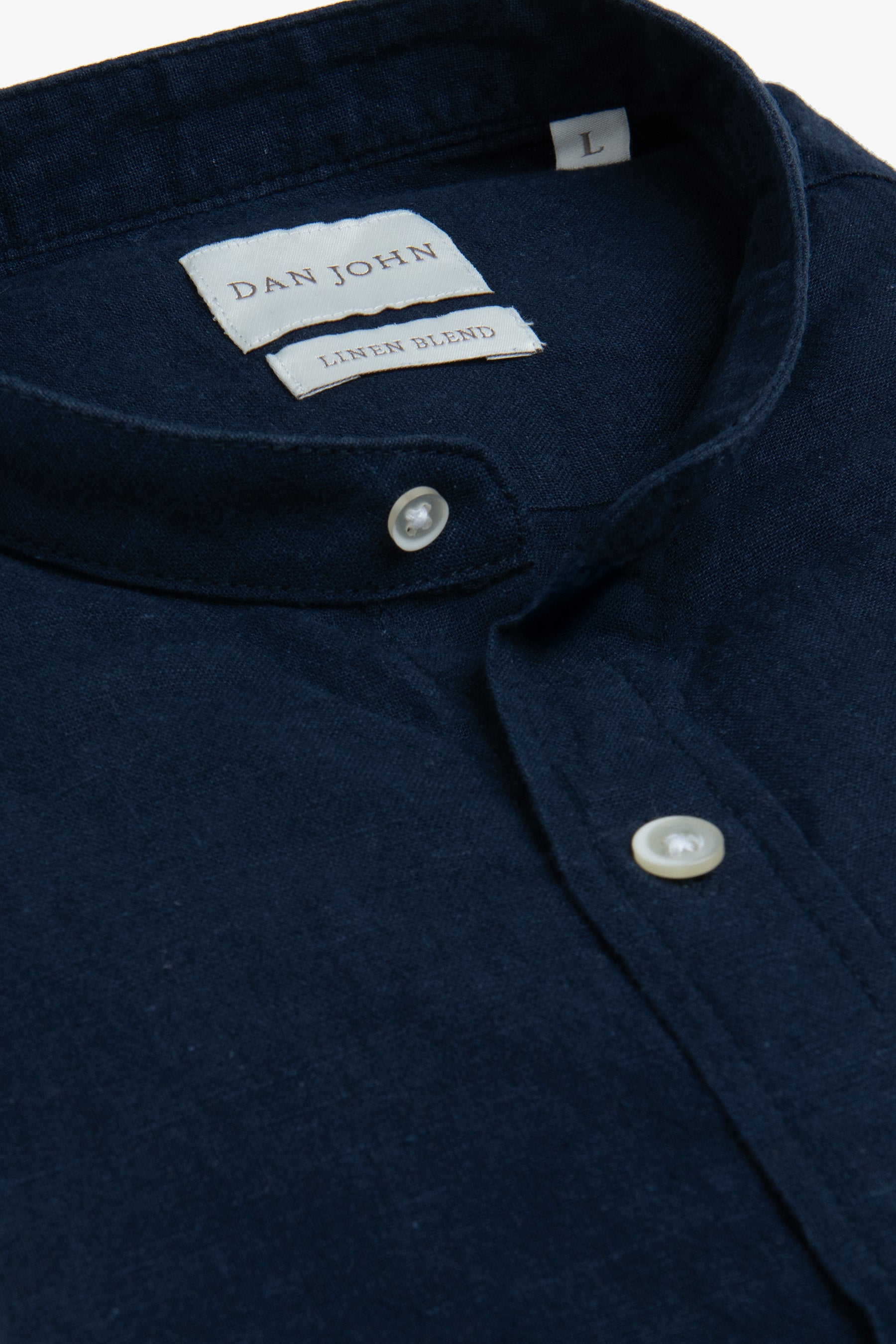 Camicia coreana misto lino blu-Dan John