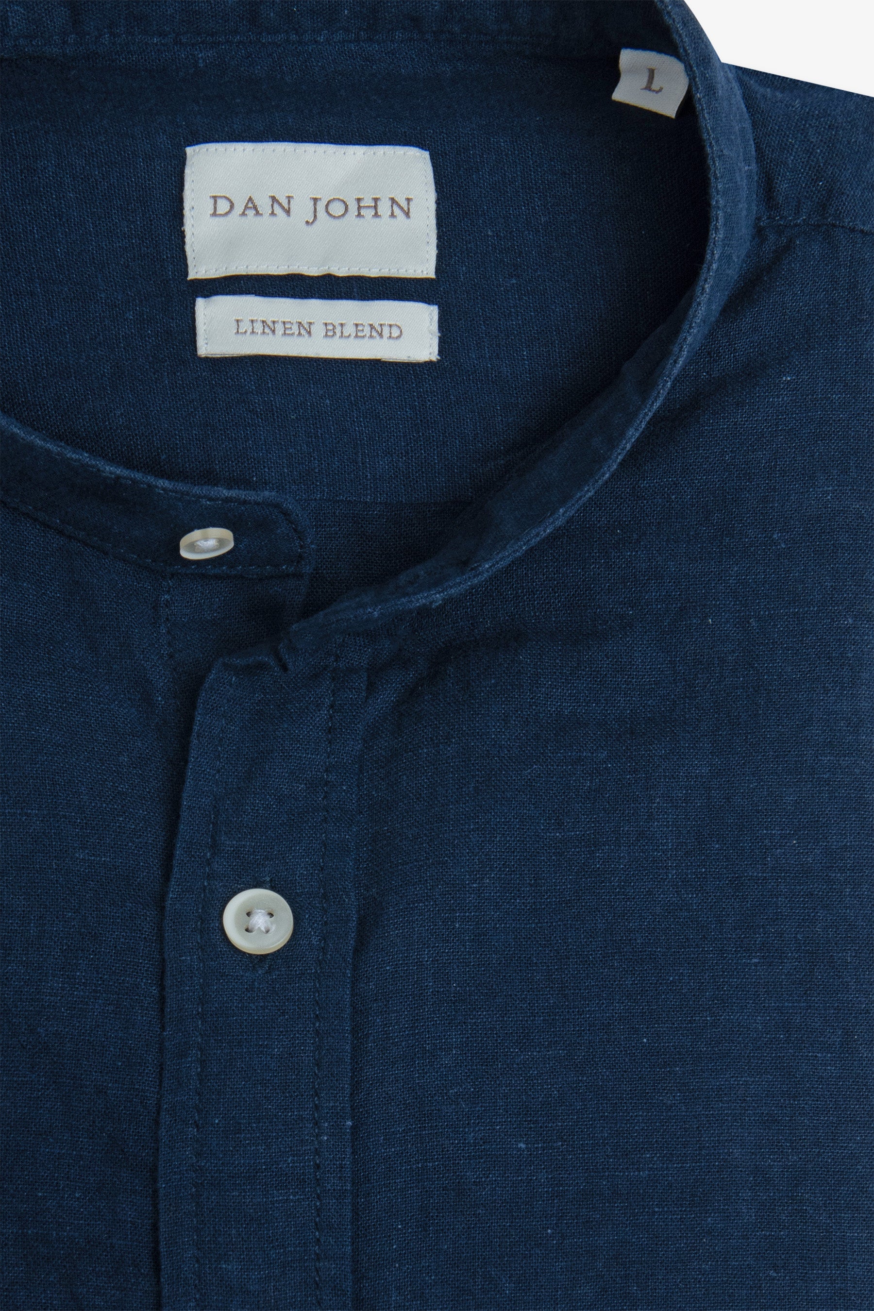 Camicia coreana misto lino blu-Dan John