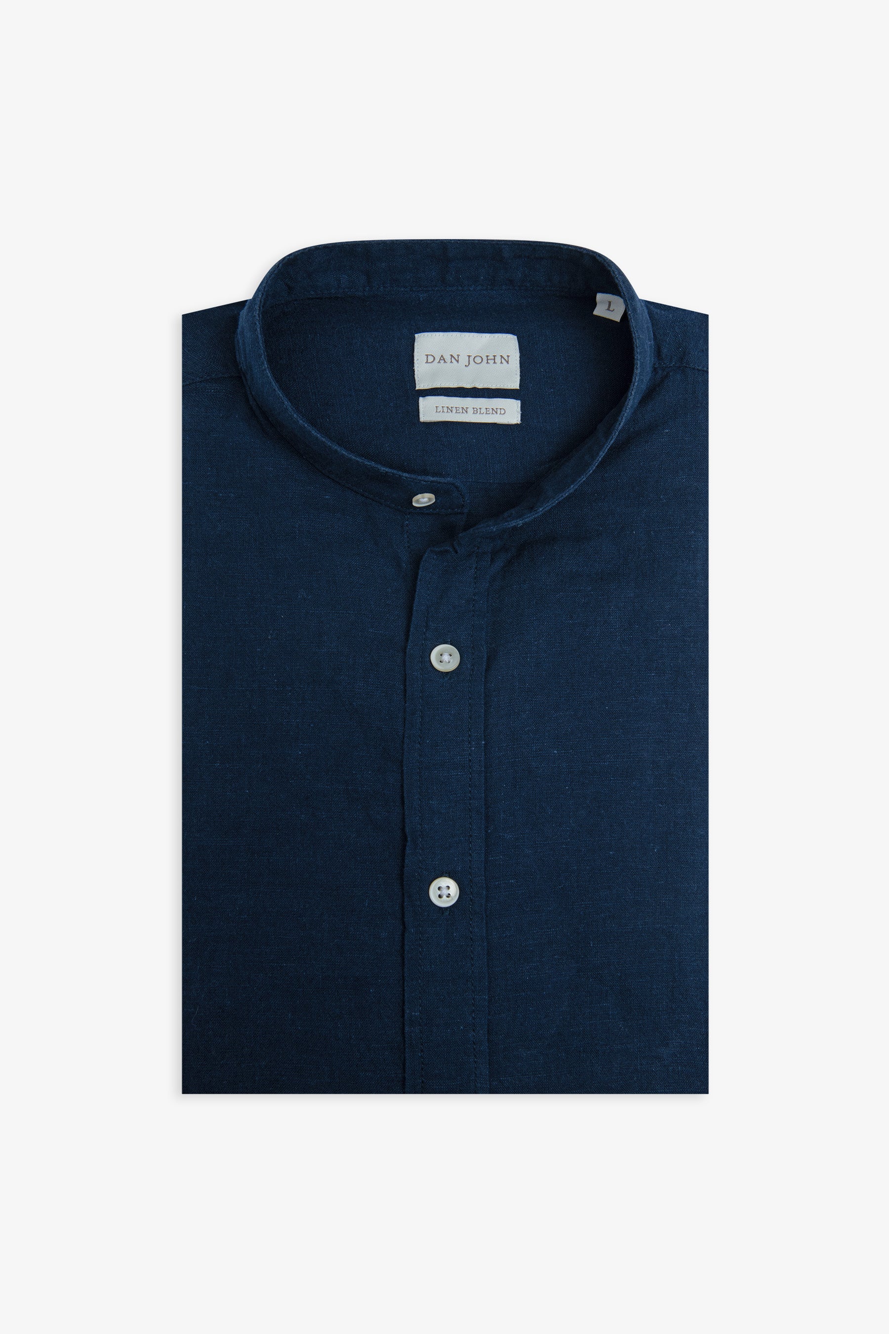 Camicia coreana misto lino blu-Dan John