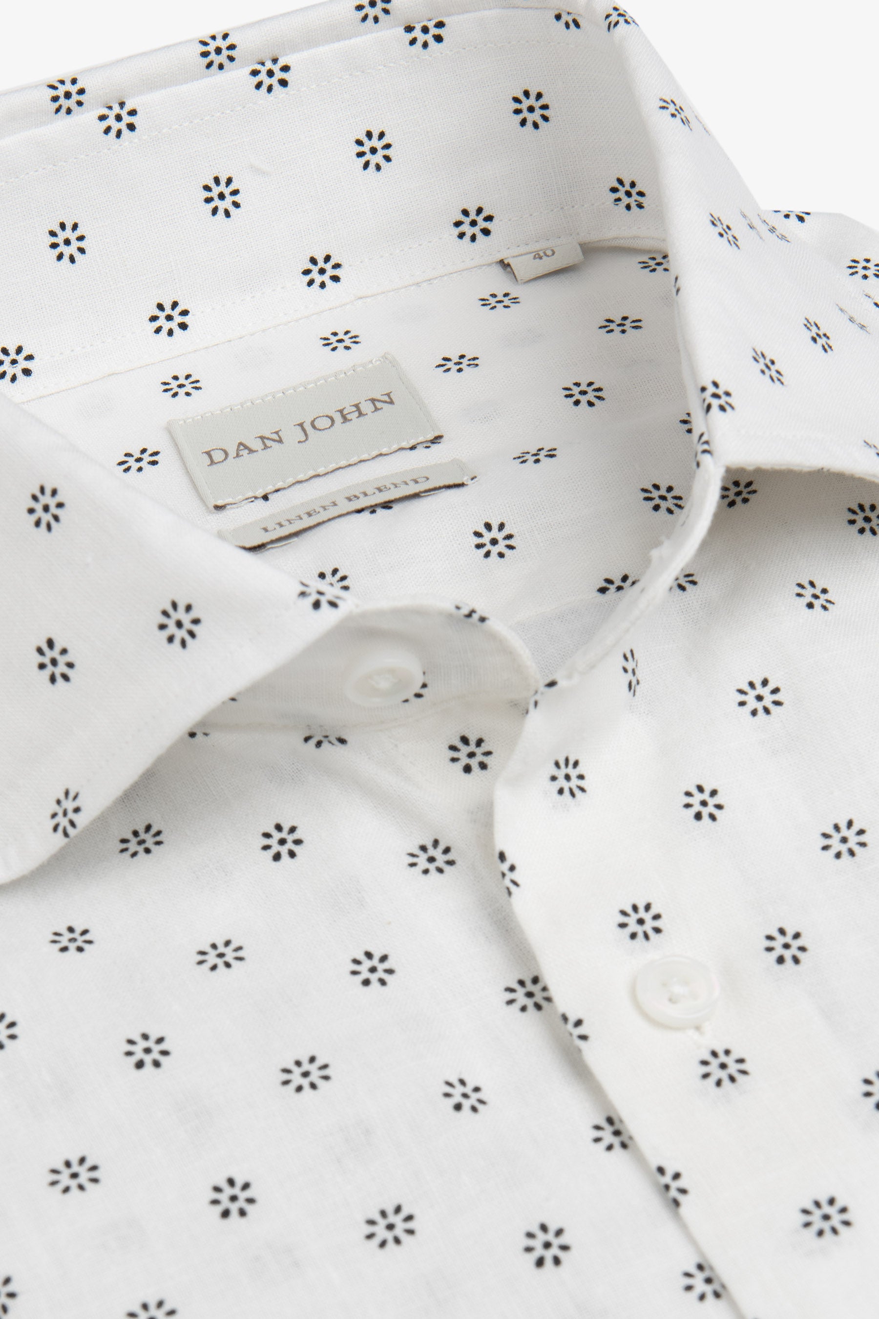 Camicia fantasia fiore bianca-Dan John