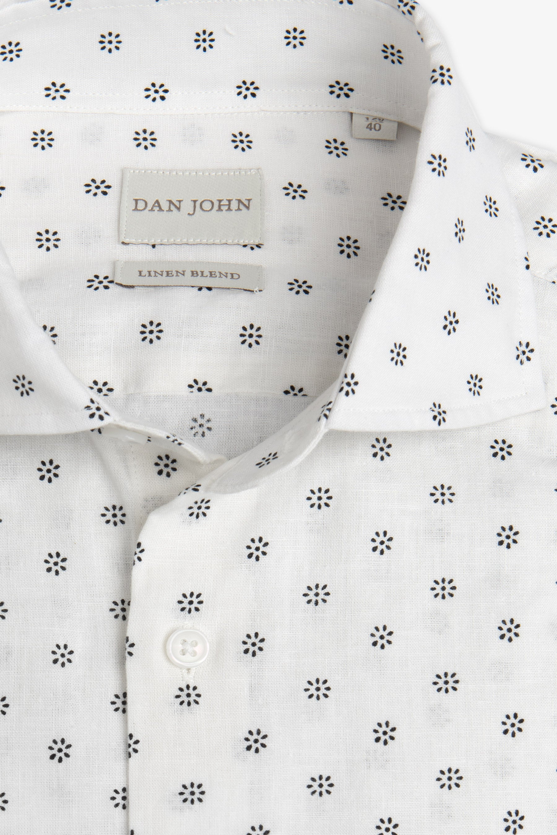 Camicia fantasia fiore bianca-Dan John