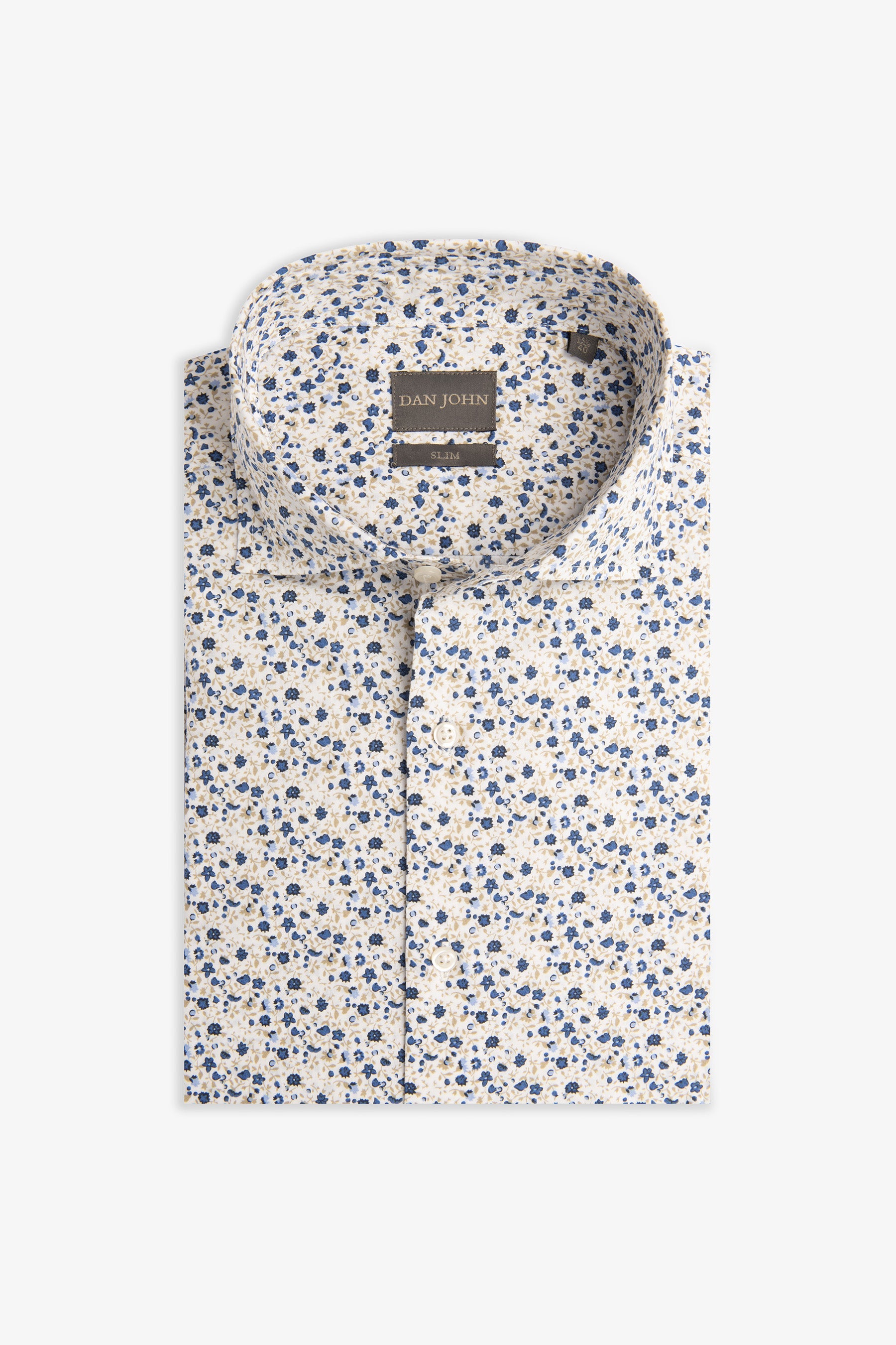 Camicia fantasia floreale panna slim-Dan John