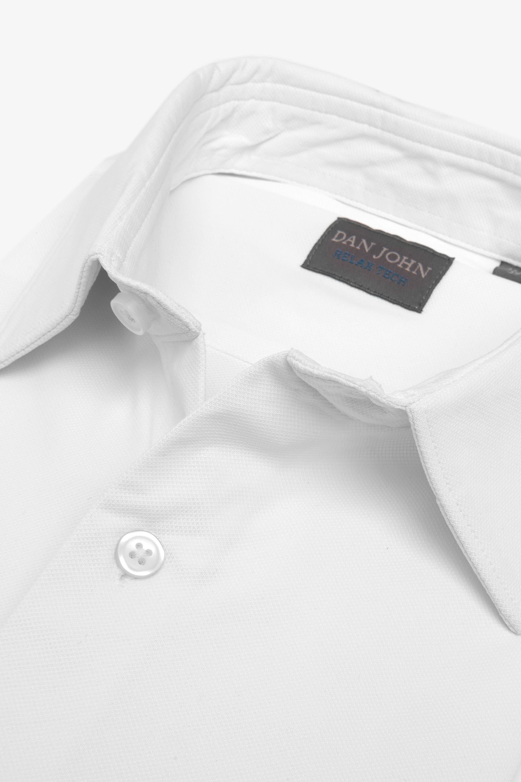 Camicia in micro armatura stretch bianca slim-Dan John