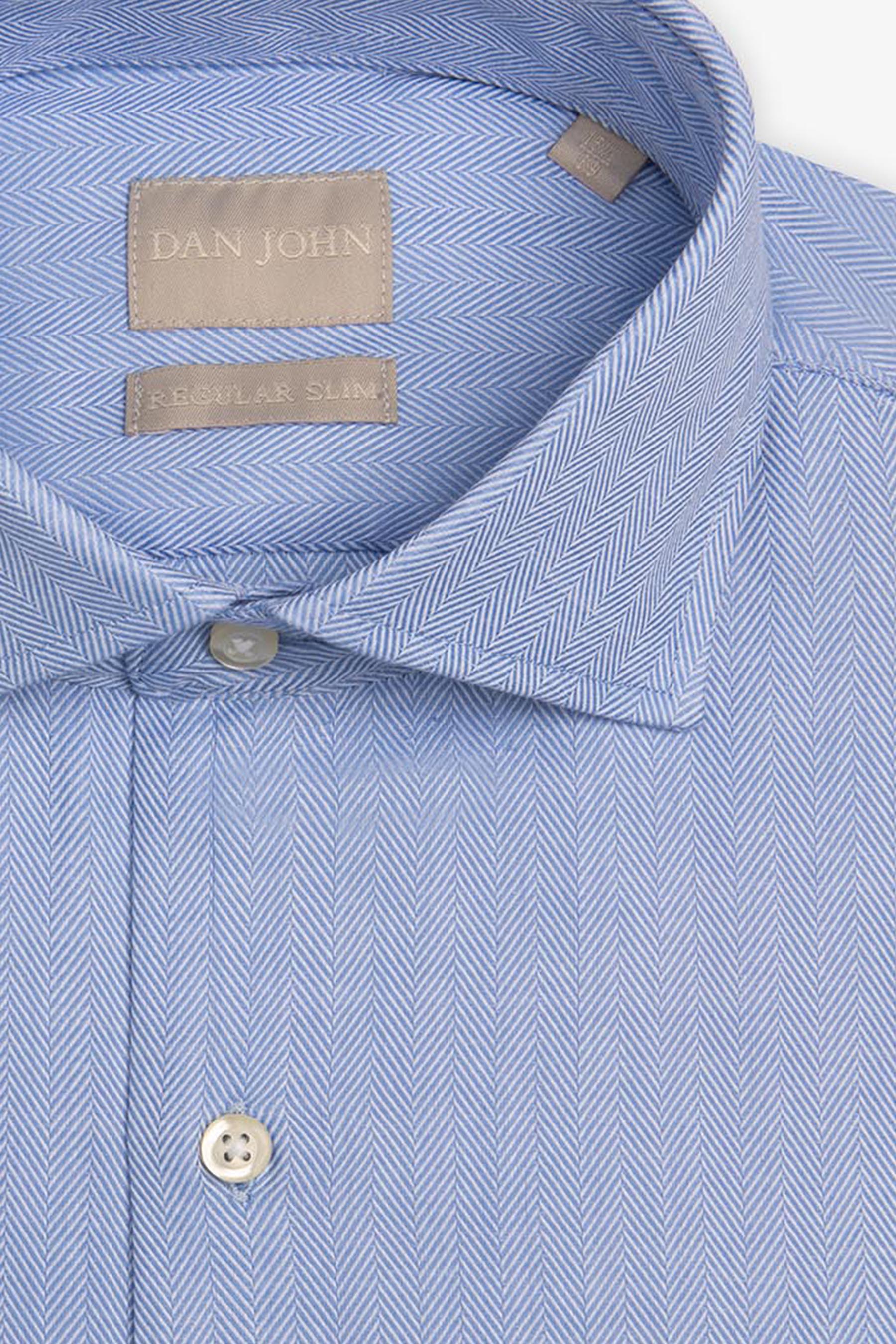 Camicia micro chevron celeste-Dan John