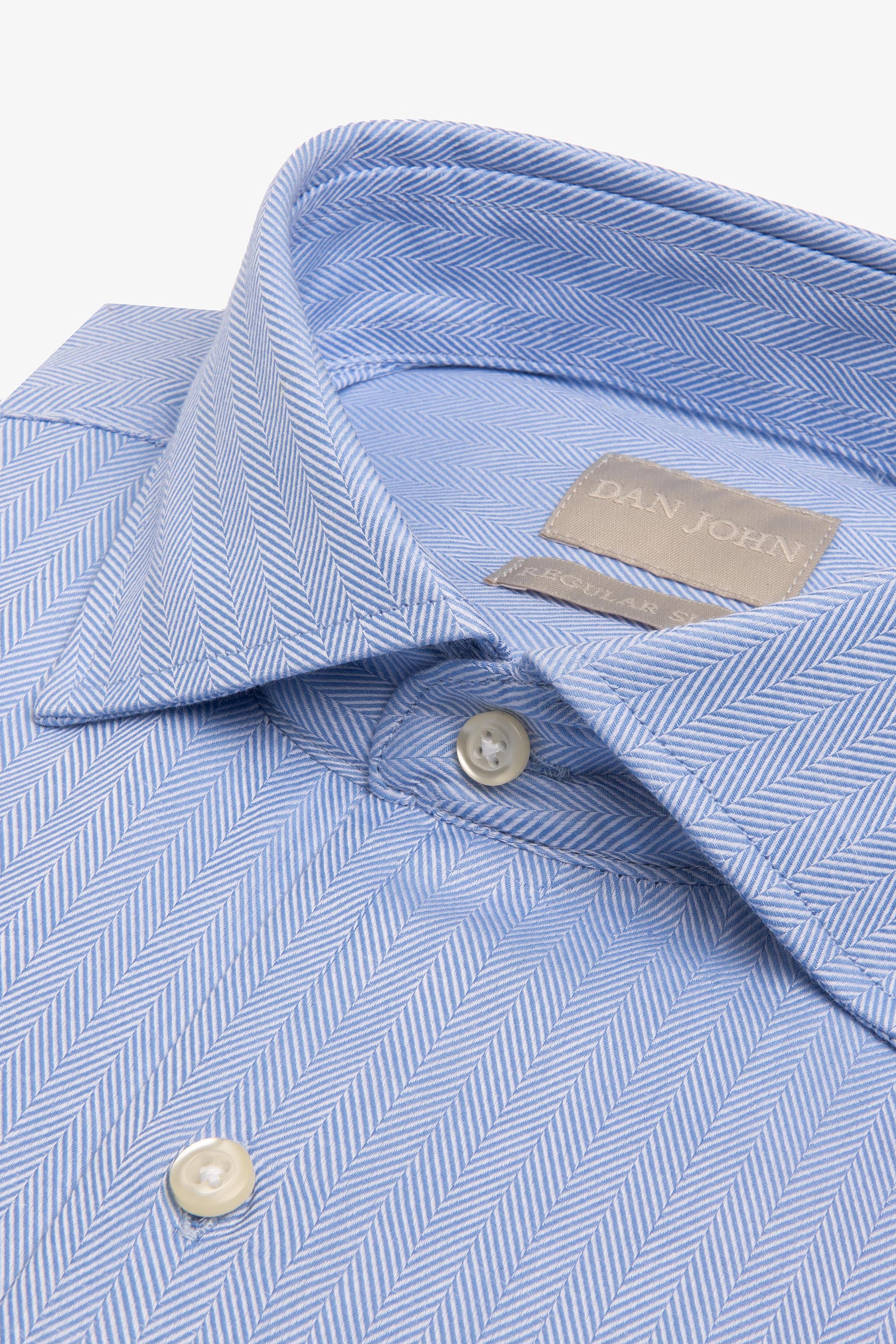 Camicia micro chevron celeste-Dan John