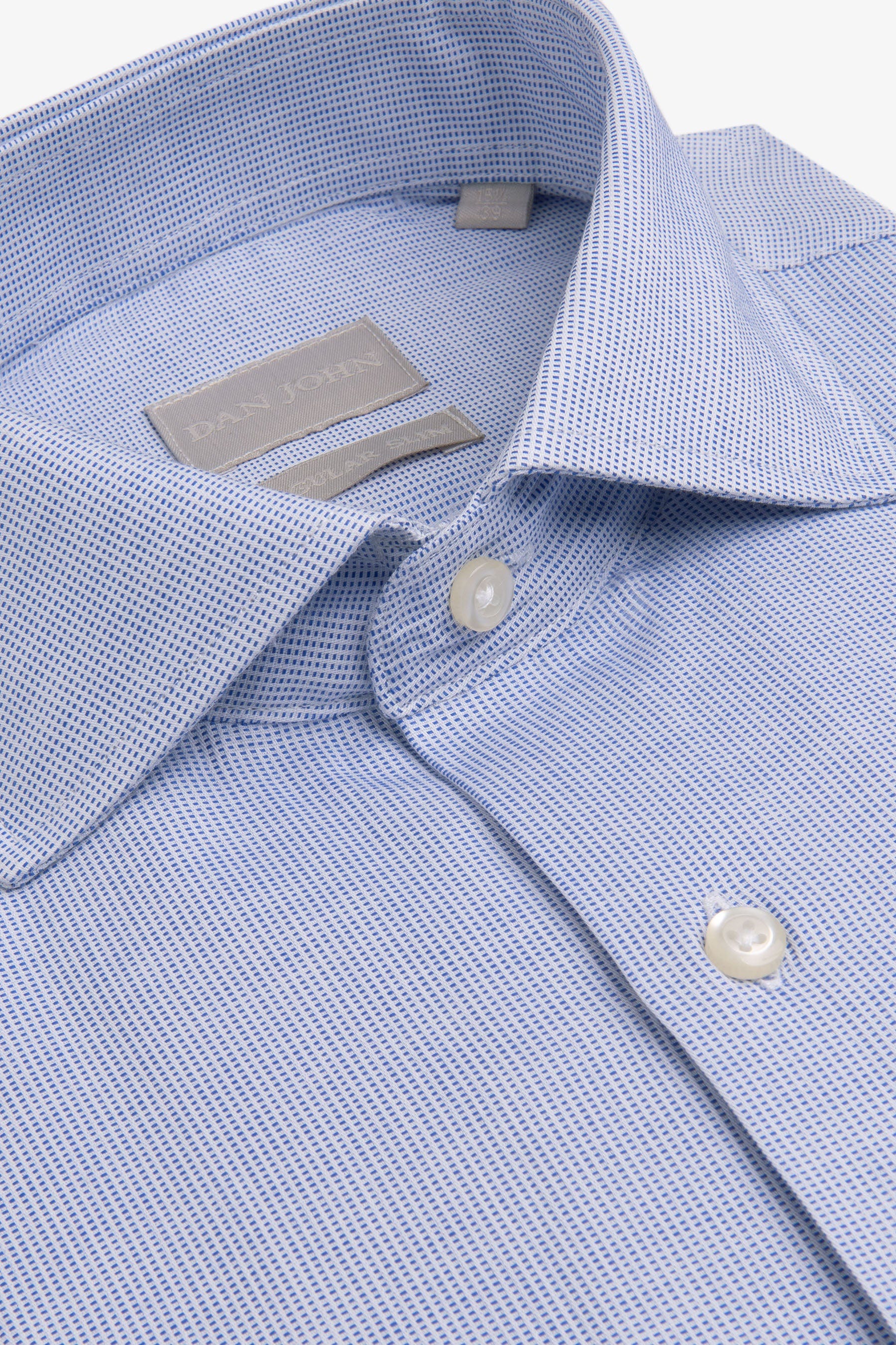 Camicia microfantasia azzurra-Dan John