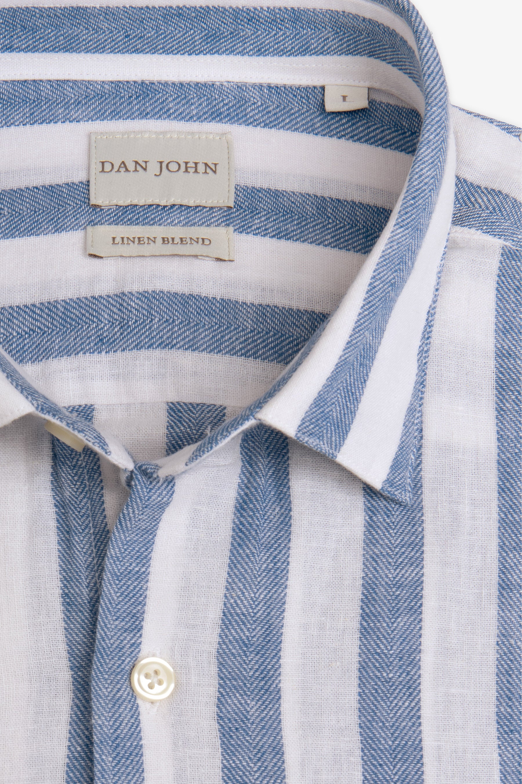 Camicia a righe misto lino royal-Dan John