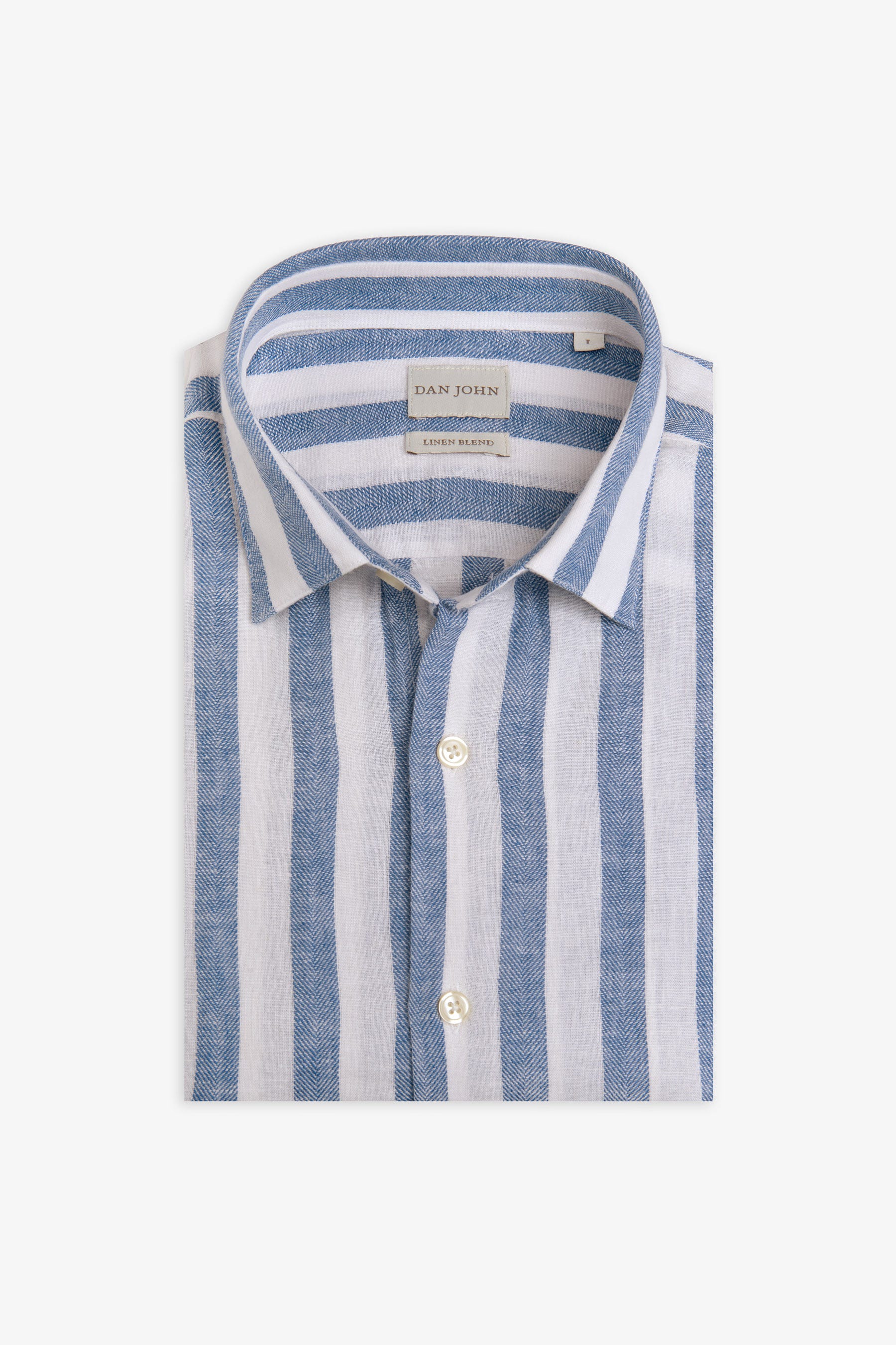 Camicia a righe misto lino royal-Dan John