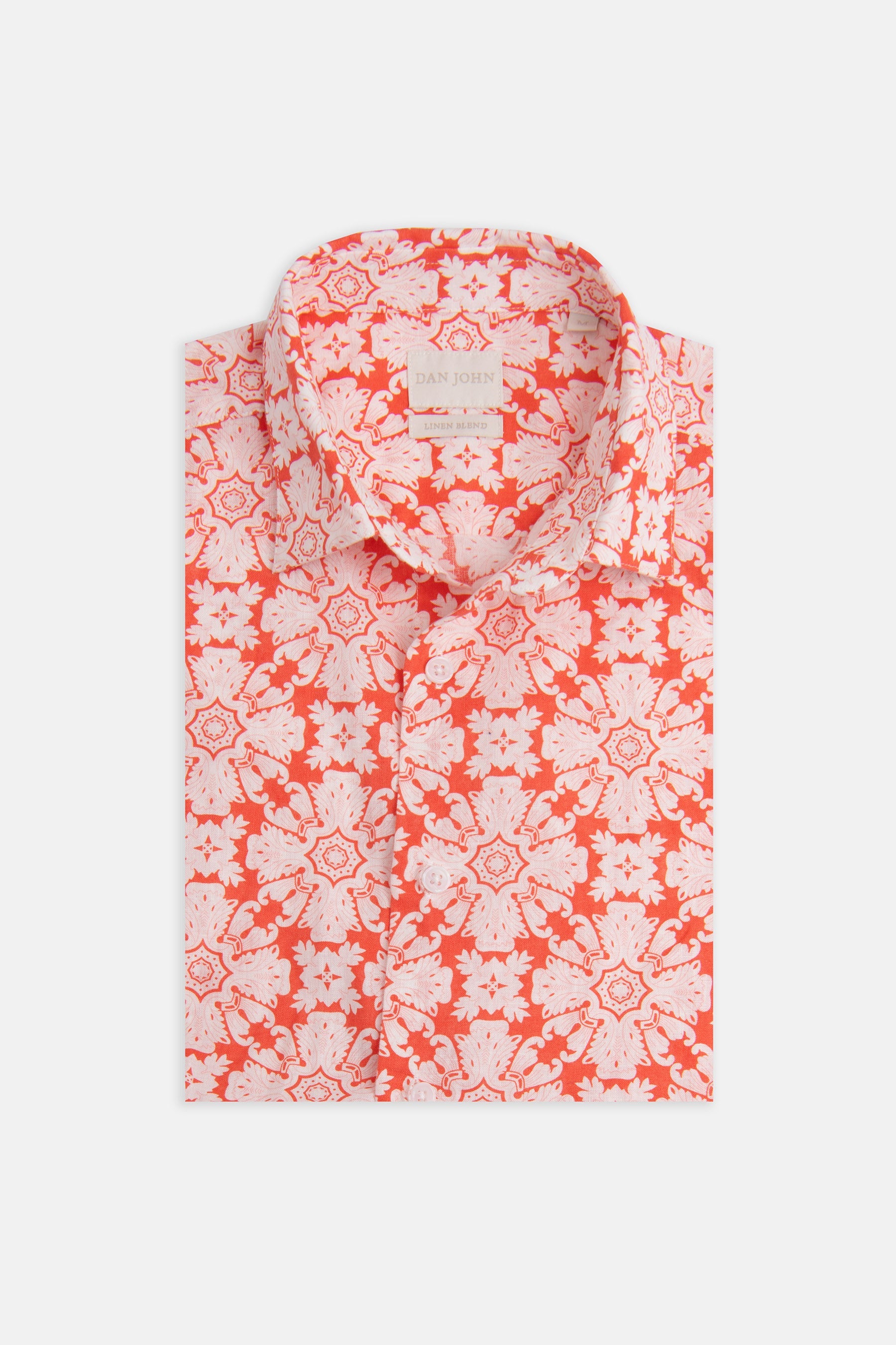 Camicia misto lino fantasia macro fiore albicocca-Dan John