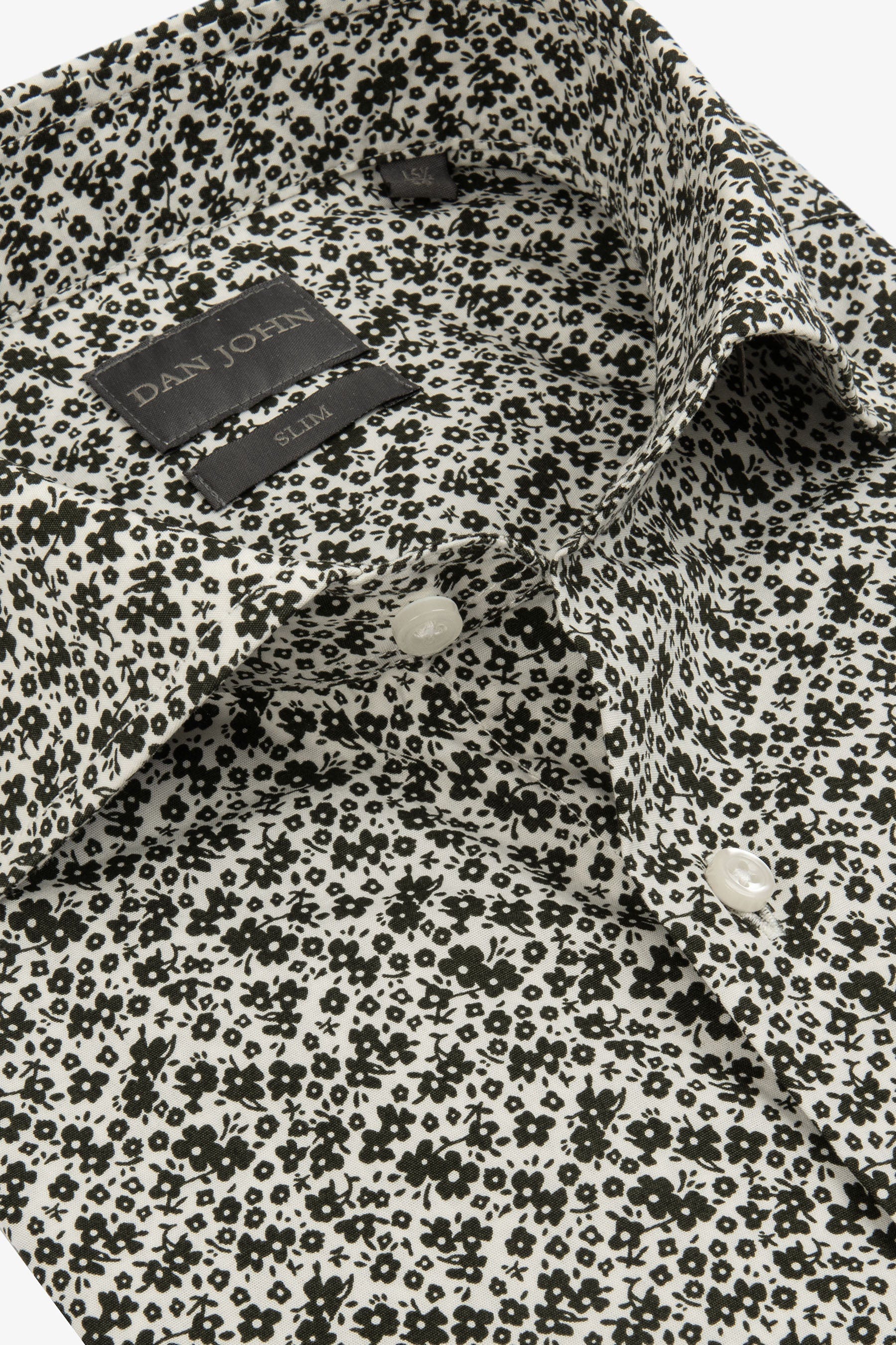 Camicia stampa fiore slim panna-Dan John