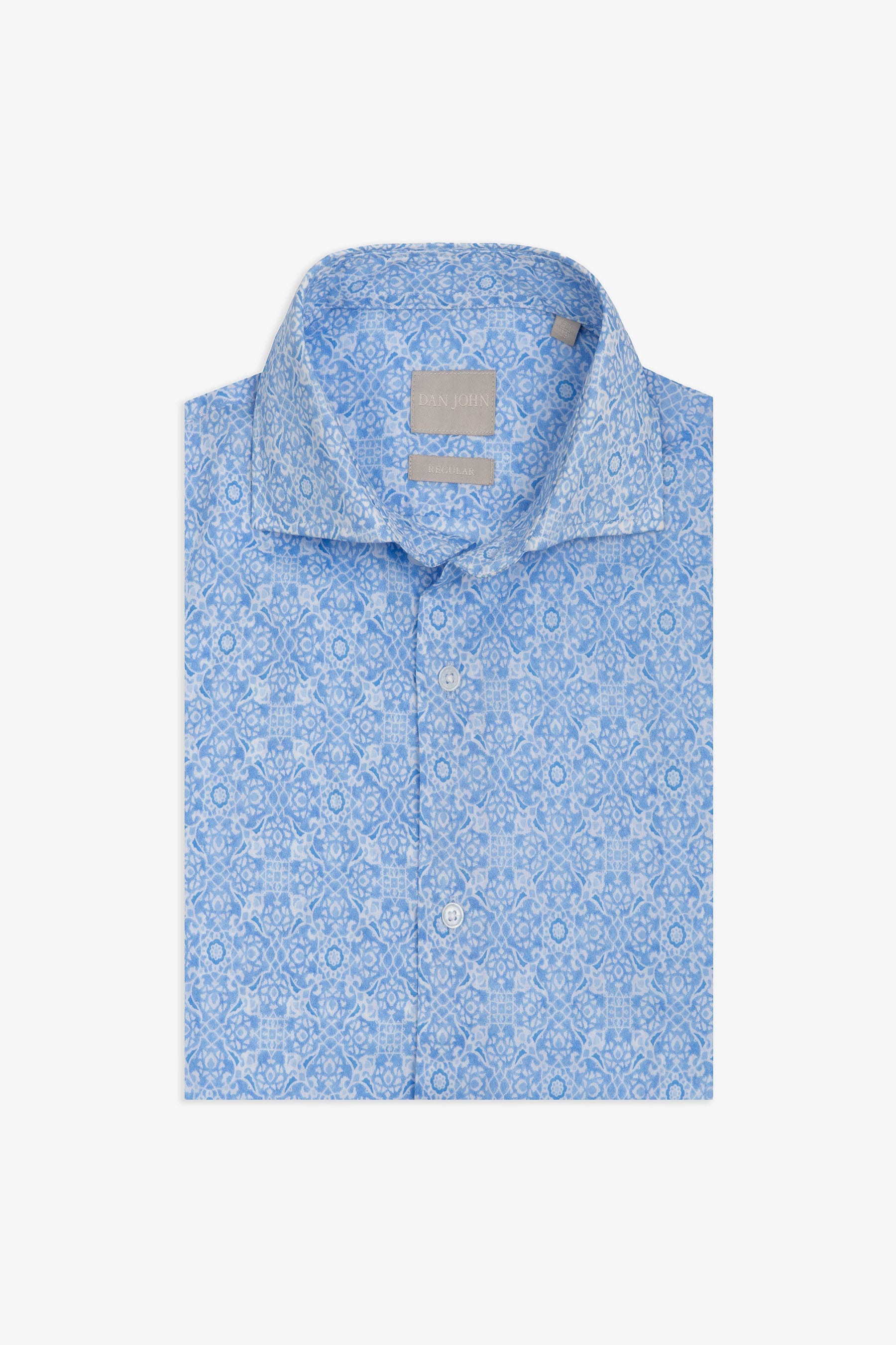 Camicia stampa geometrica celeste-Dan John