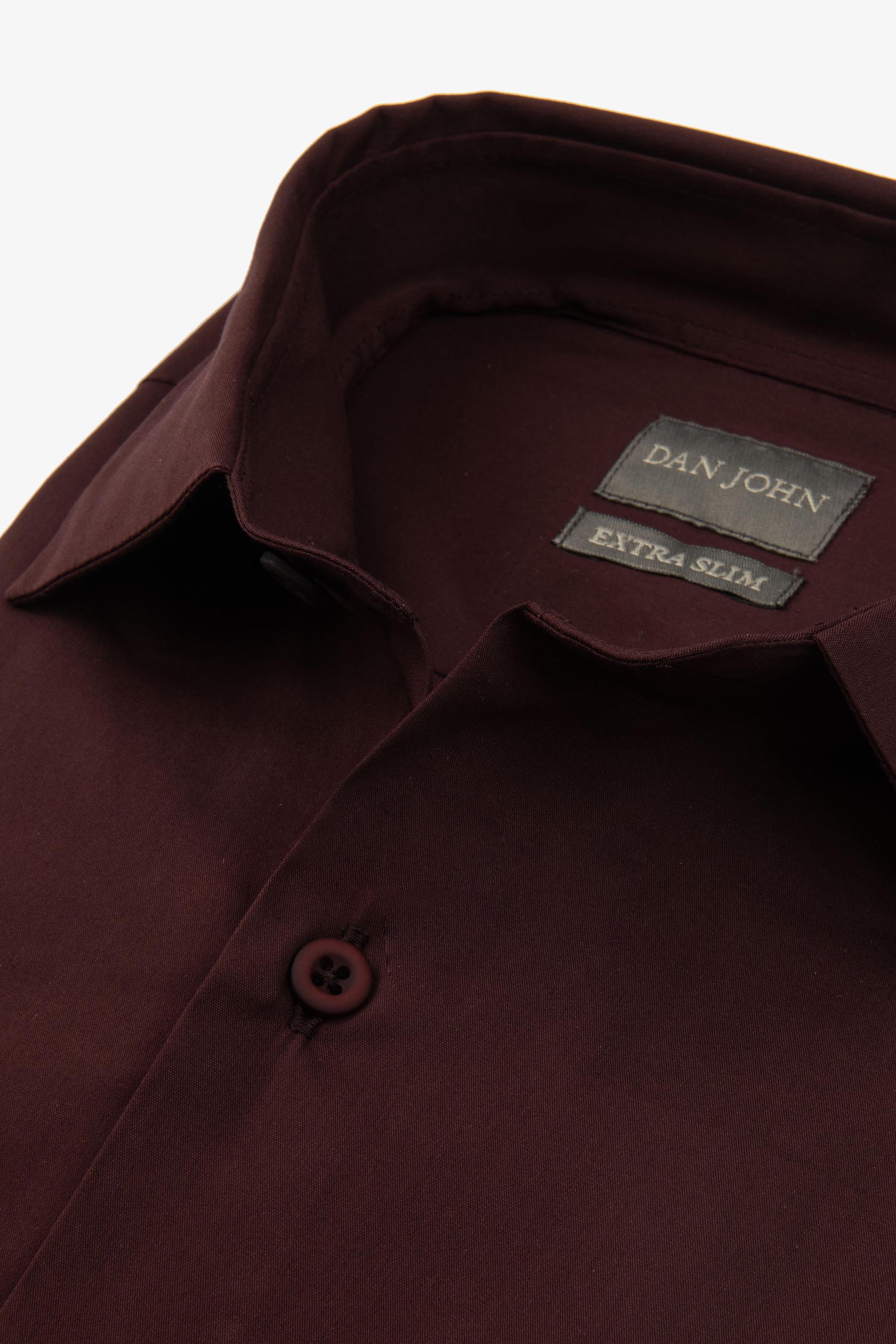 Camicia stretch unita bordeaux slim-Dan John