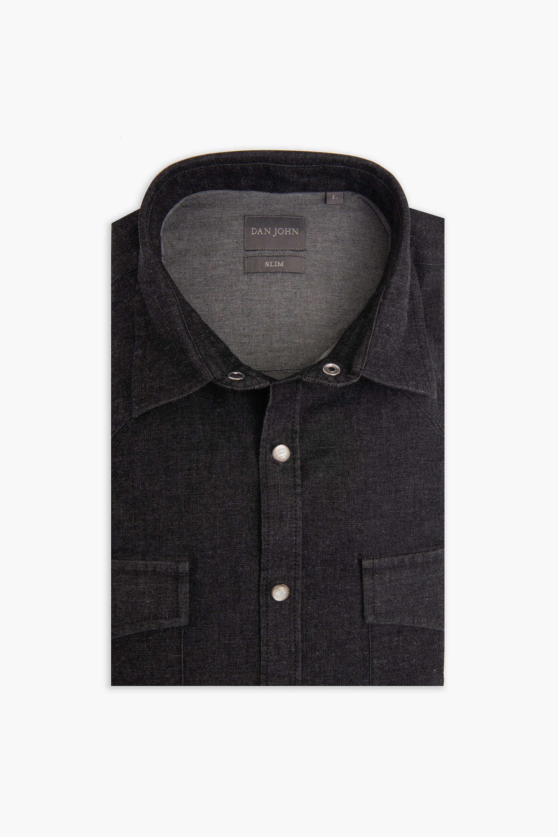 Camicia western in denim nero-Dan John