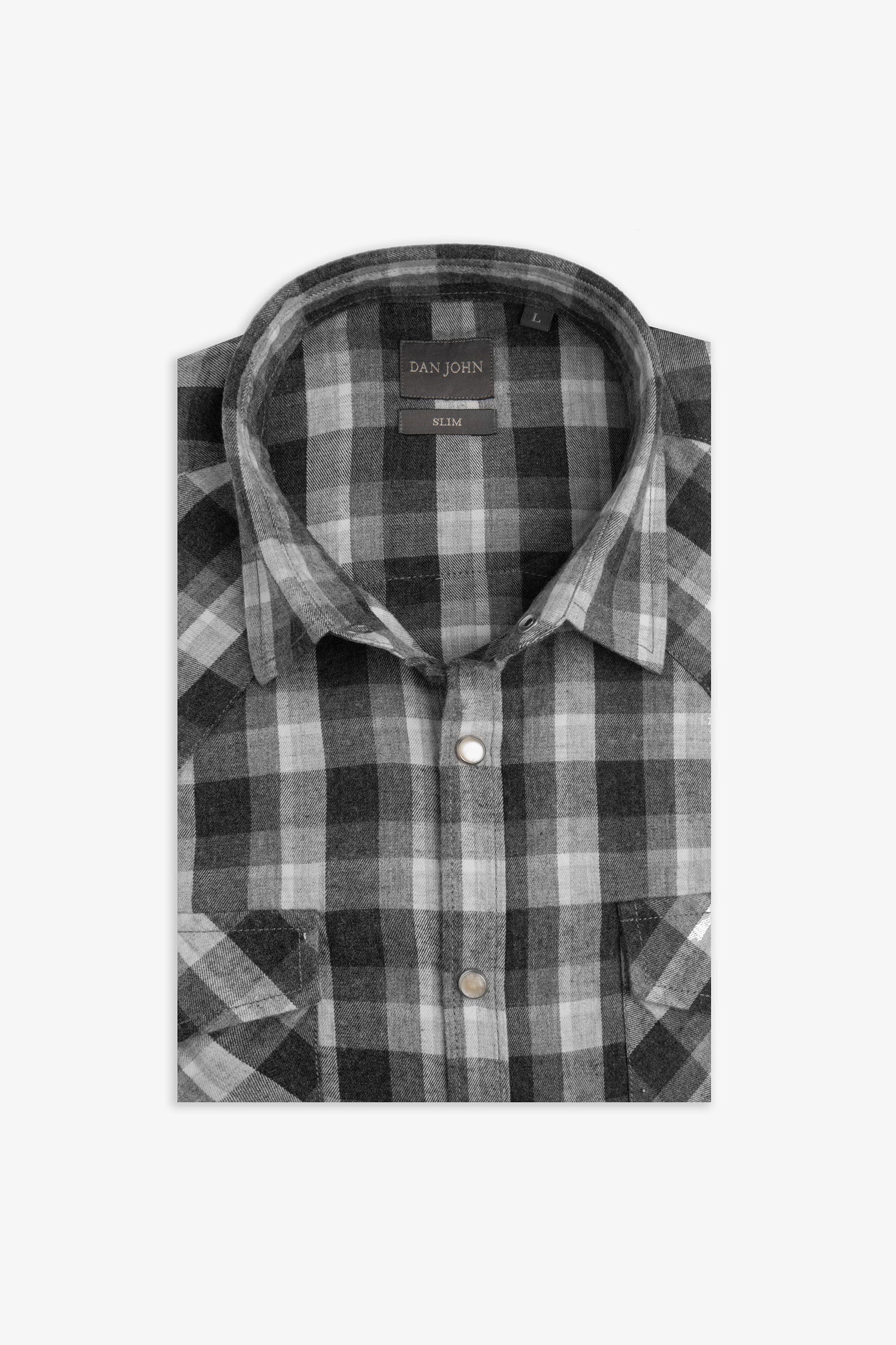 Camicia western in flanella antracite-Dan John