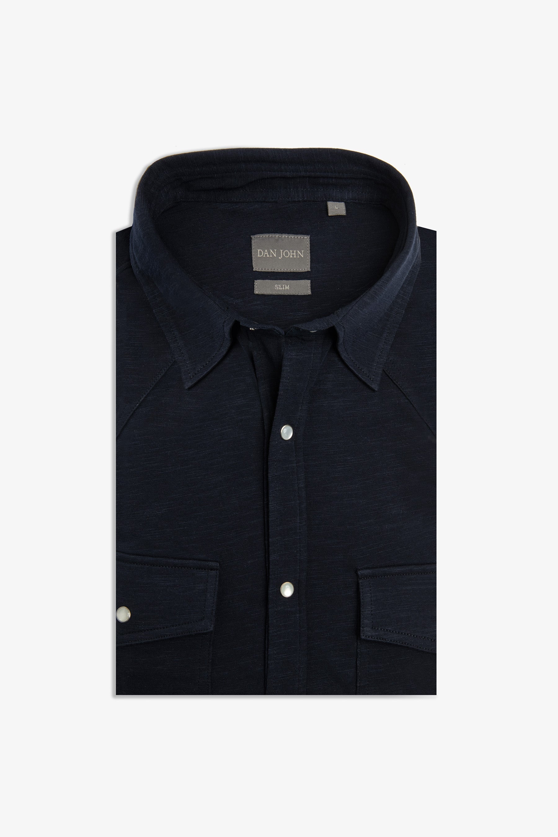 Camicia western jersey blu slim-Dan John