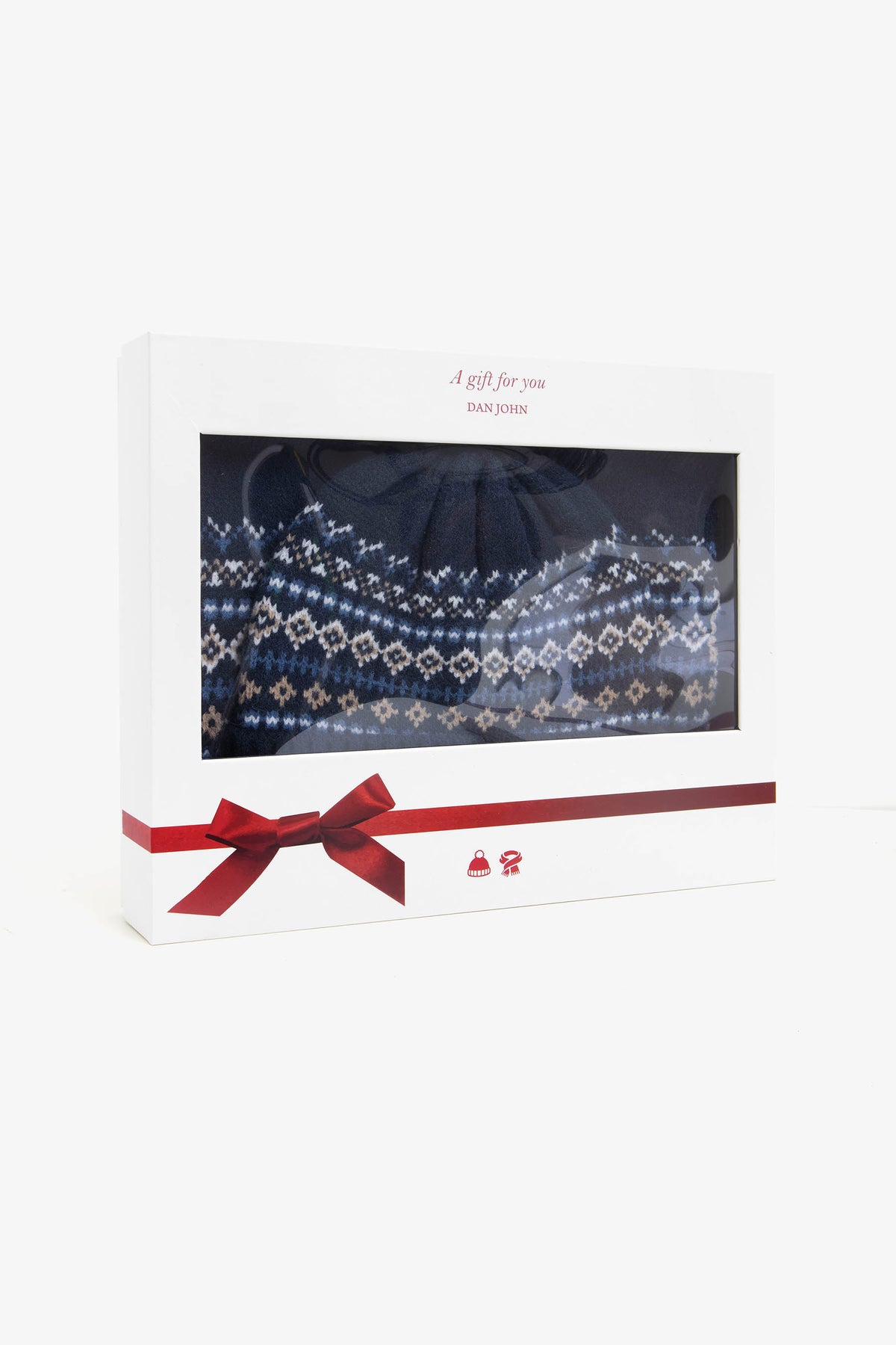 Kit sciarpa e cappello beanie jacquard blu
